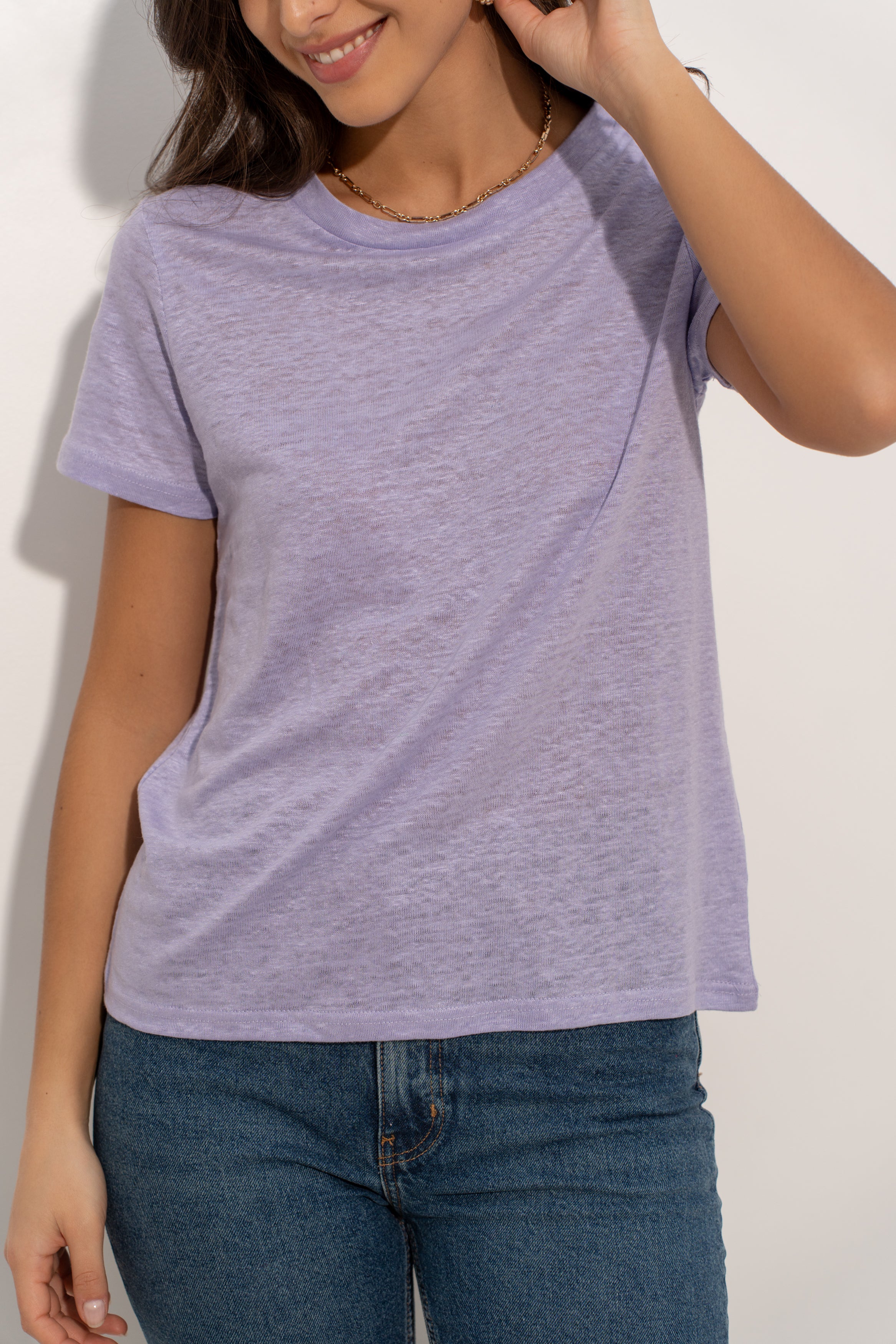 T-shirt col rond en lin