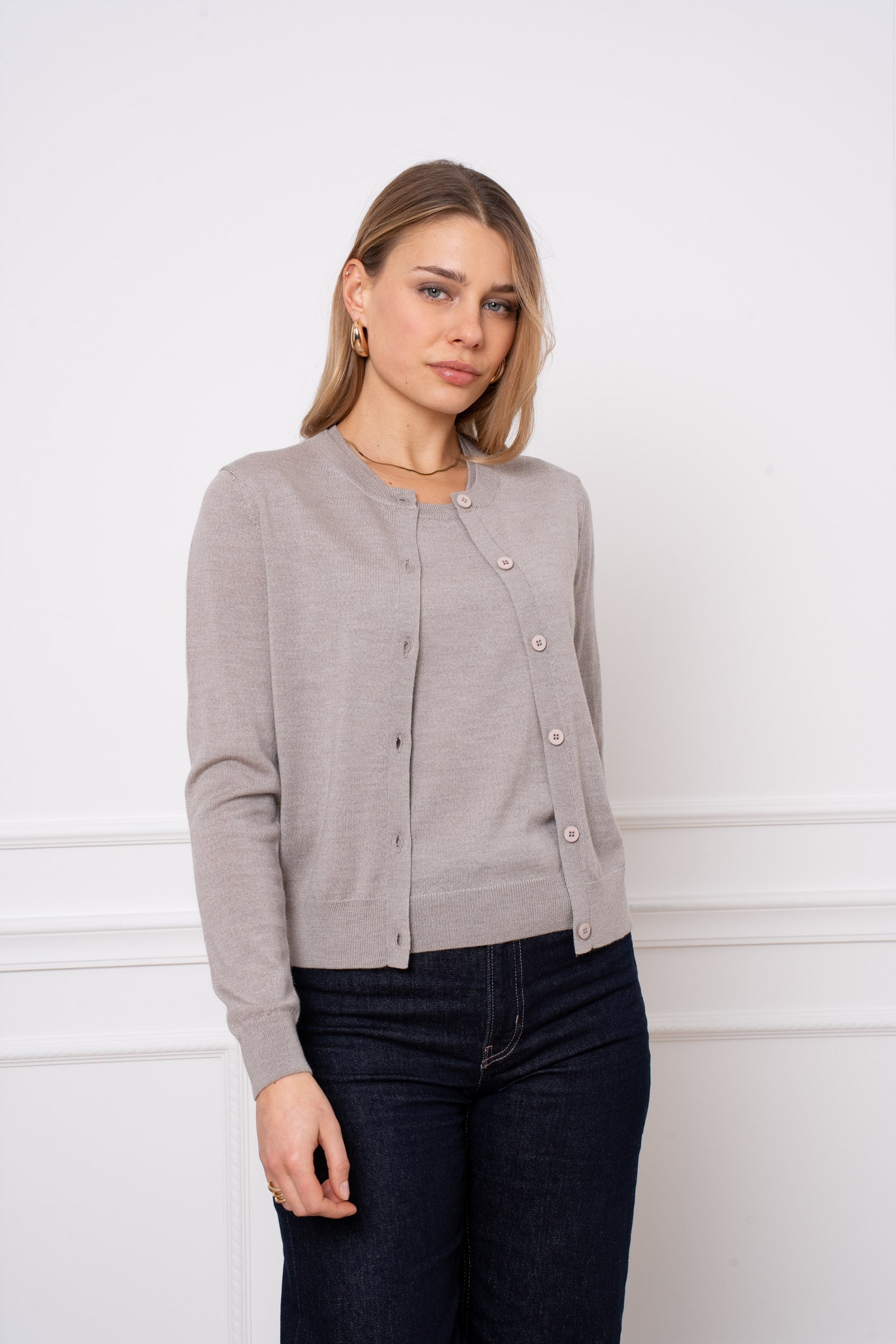 Cardigan 100% laine mérinos manches longues