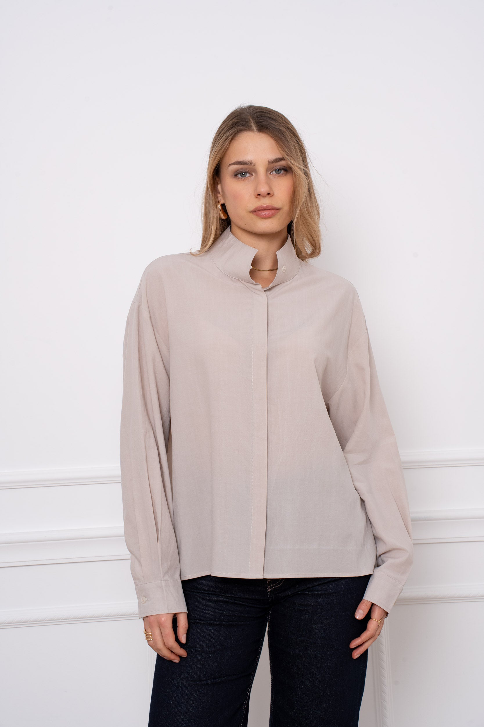 Chemise 100% lyocell col montant