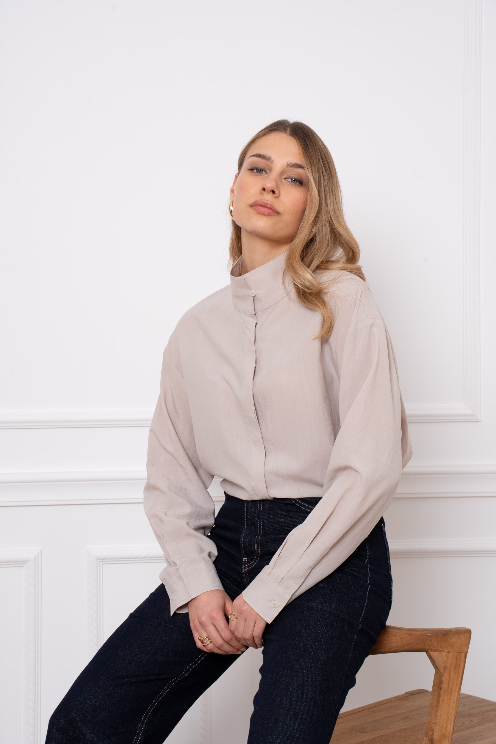 Chemise 100% lyocell col montant