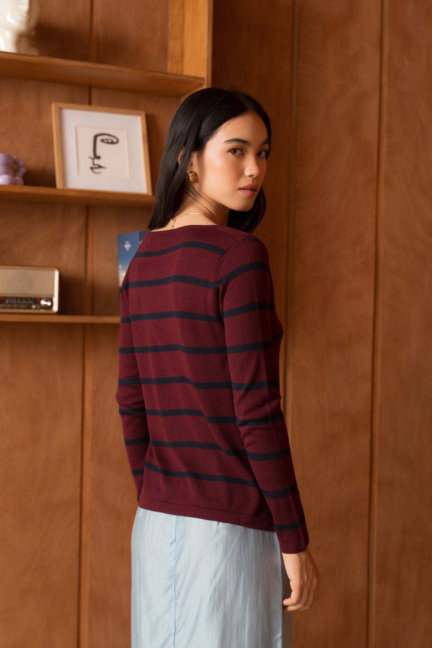 Pull marinière en soie et cachemire