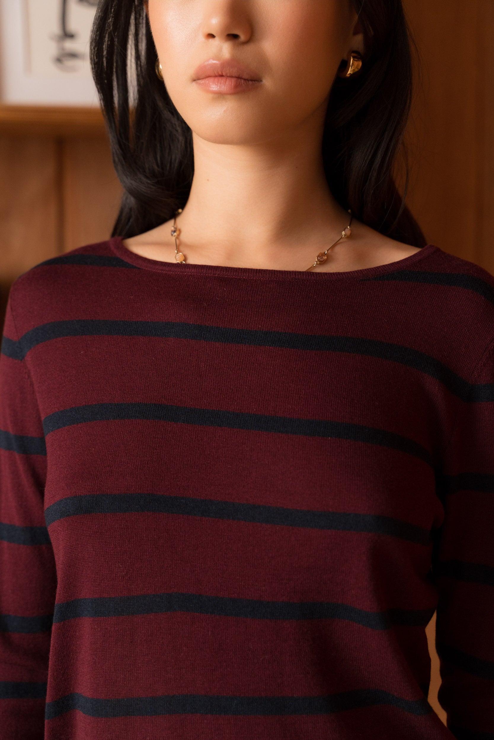 Pull marinière en soie et cachemire