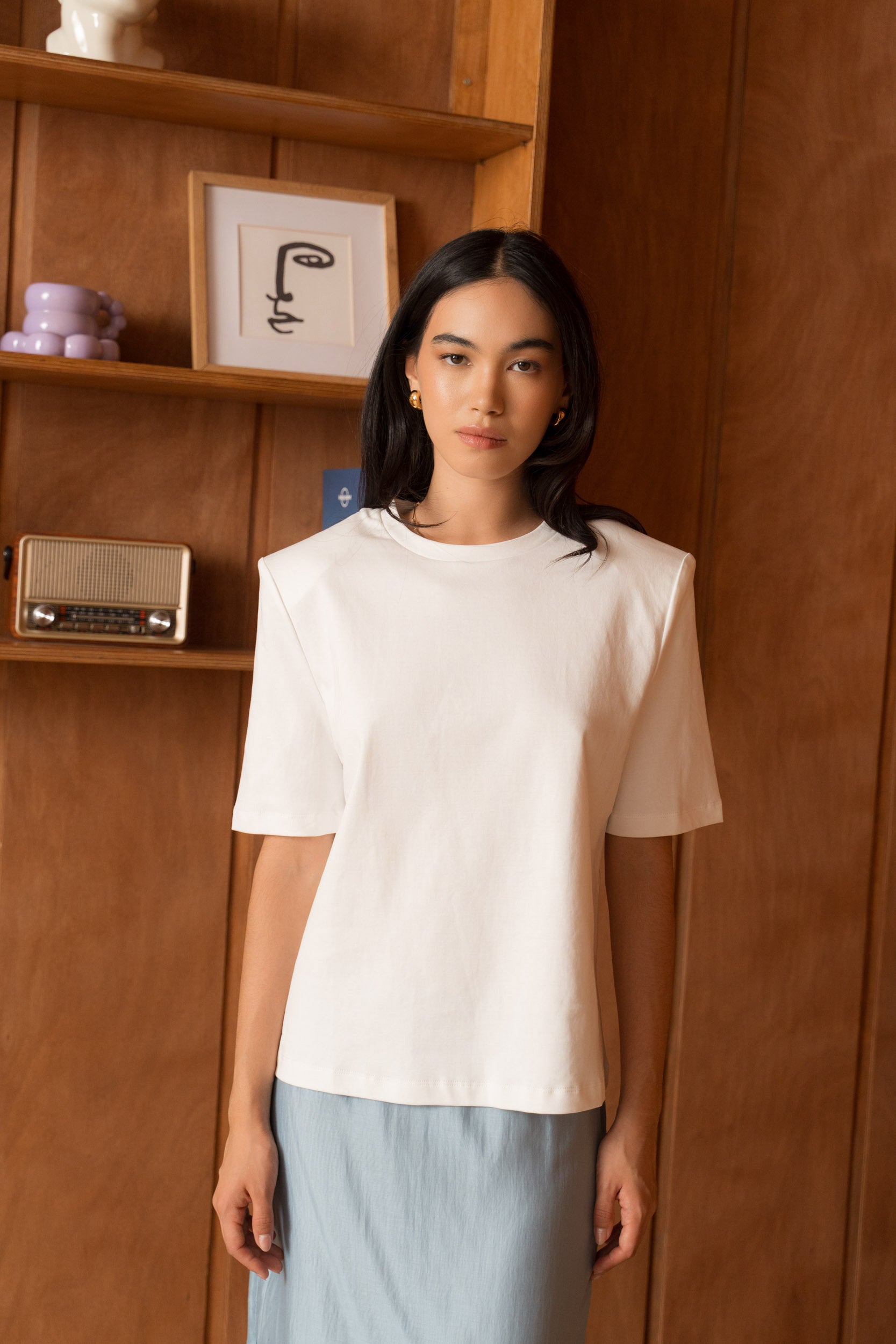 T-shirt 100% coton premium à épaulettes