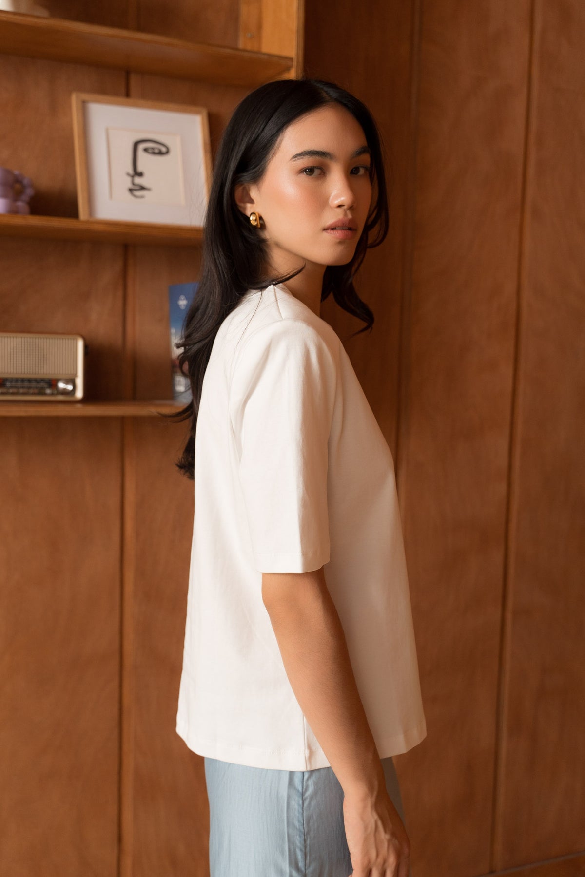 T-shirt 100% coton premium à épaulettes