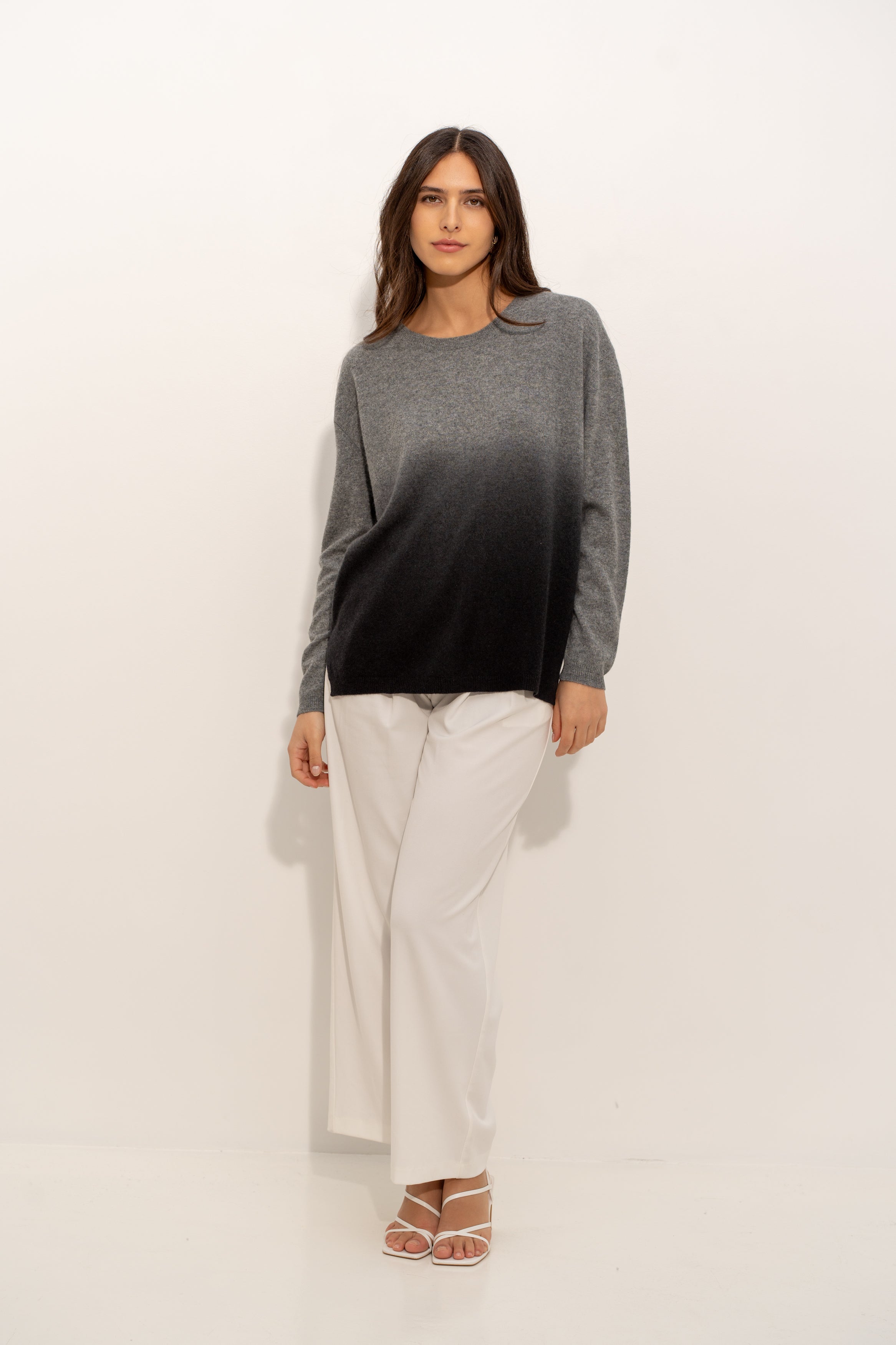 Pull col rond tie and dye en cachemire