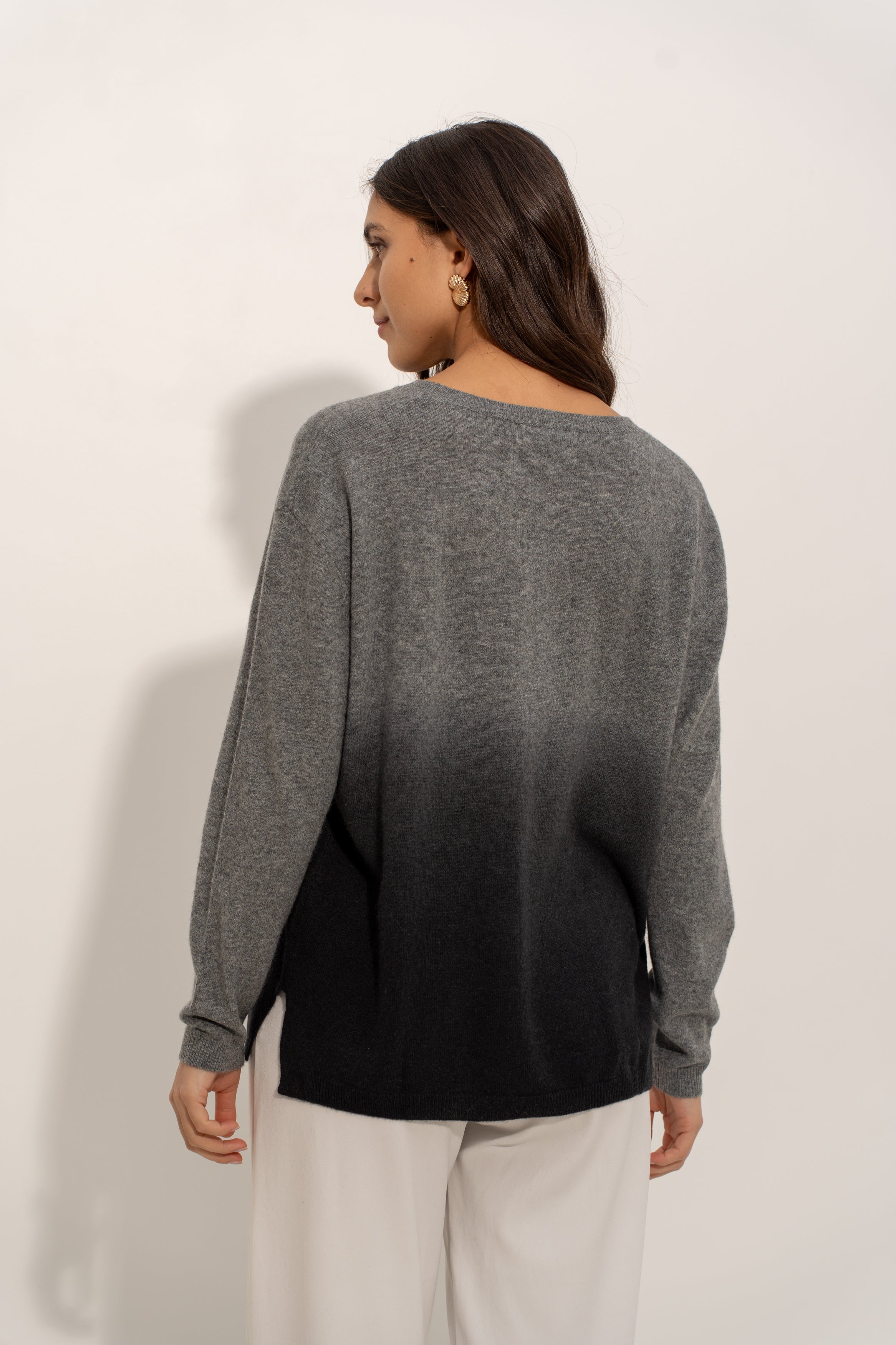Pull col rond tie and dye en cachemire