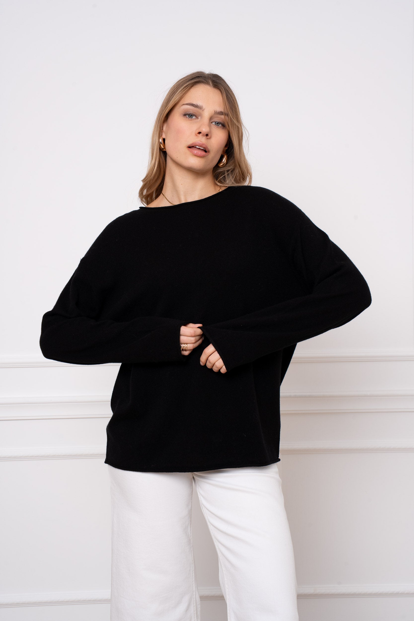 Pull laine & cachemire col rond oversize