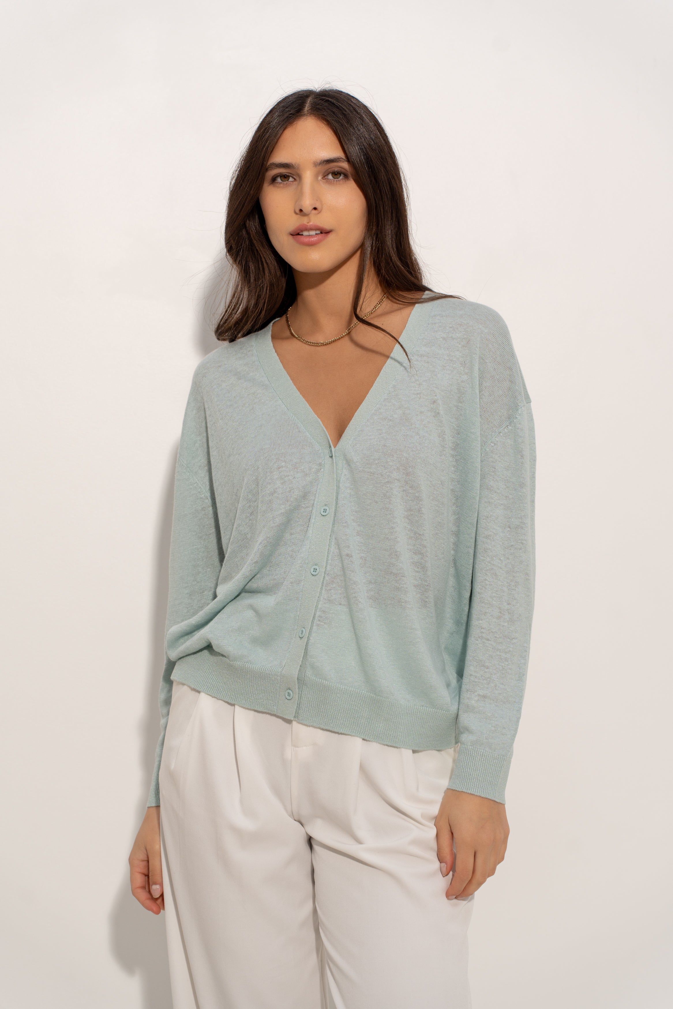 Gilet oversize en lin tricoté