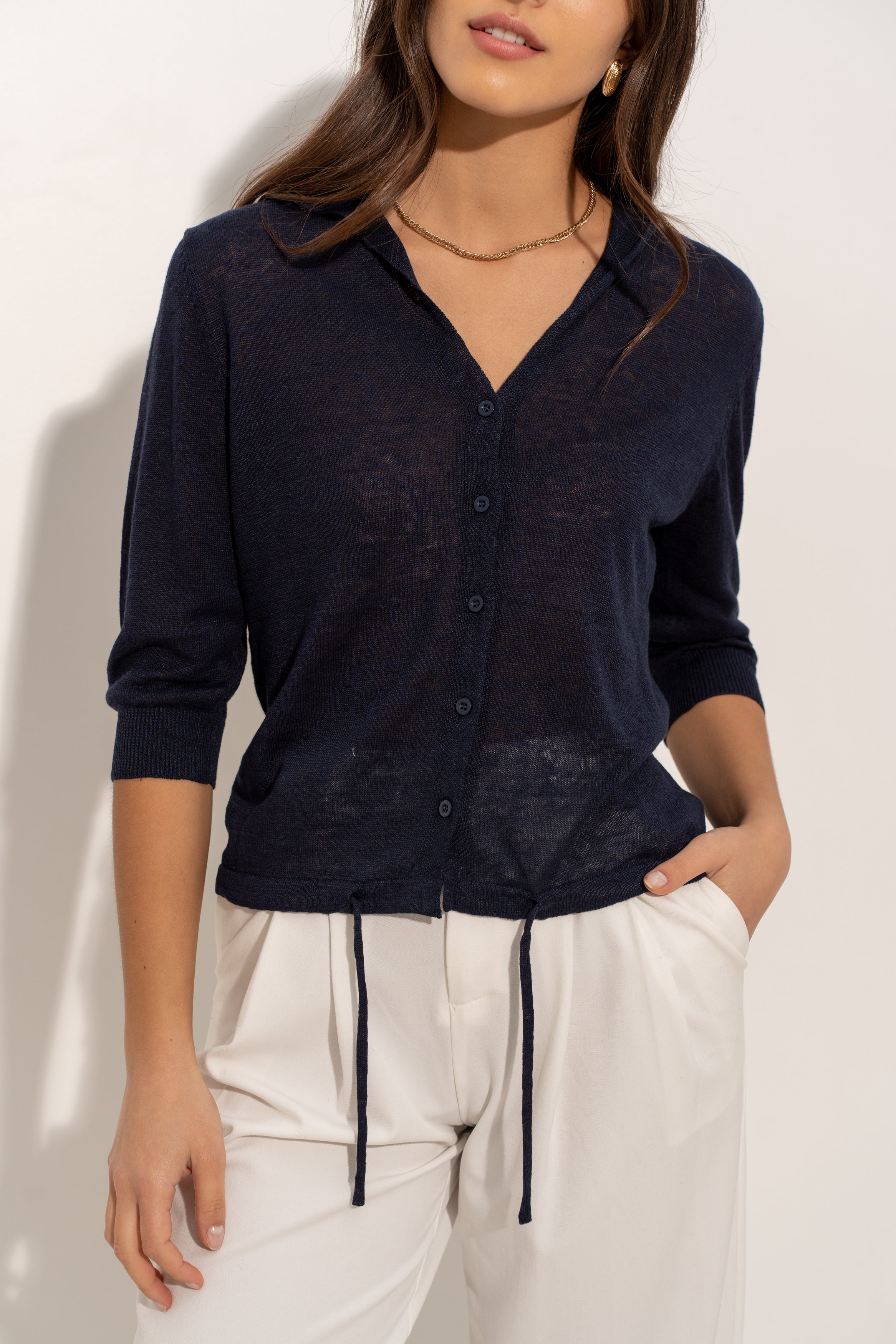 Gilet avec capuche 100% lin tricoté