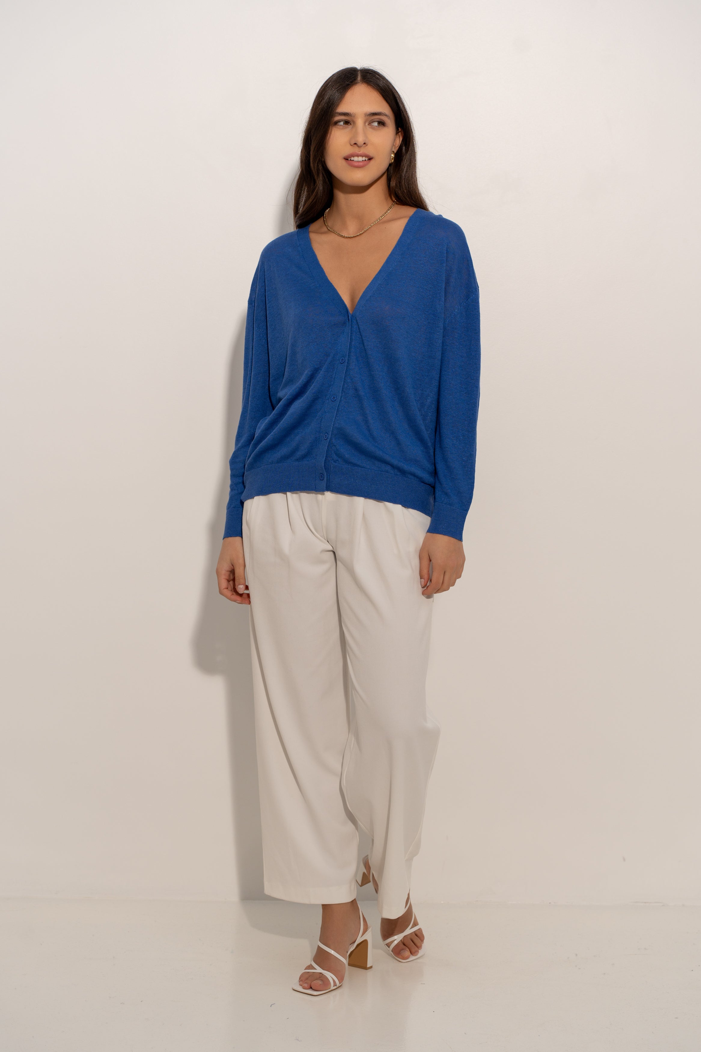 Gilet oversize en lin tricoté