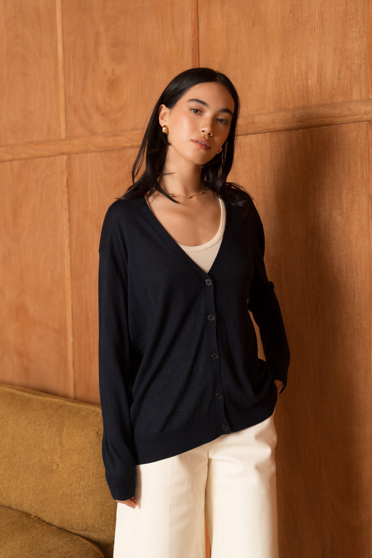 Cardigan soie & cachemire oversize