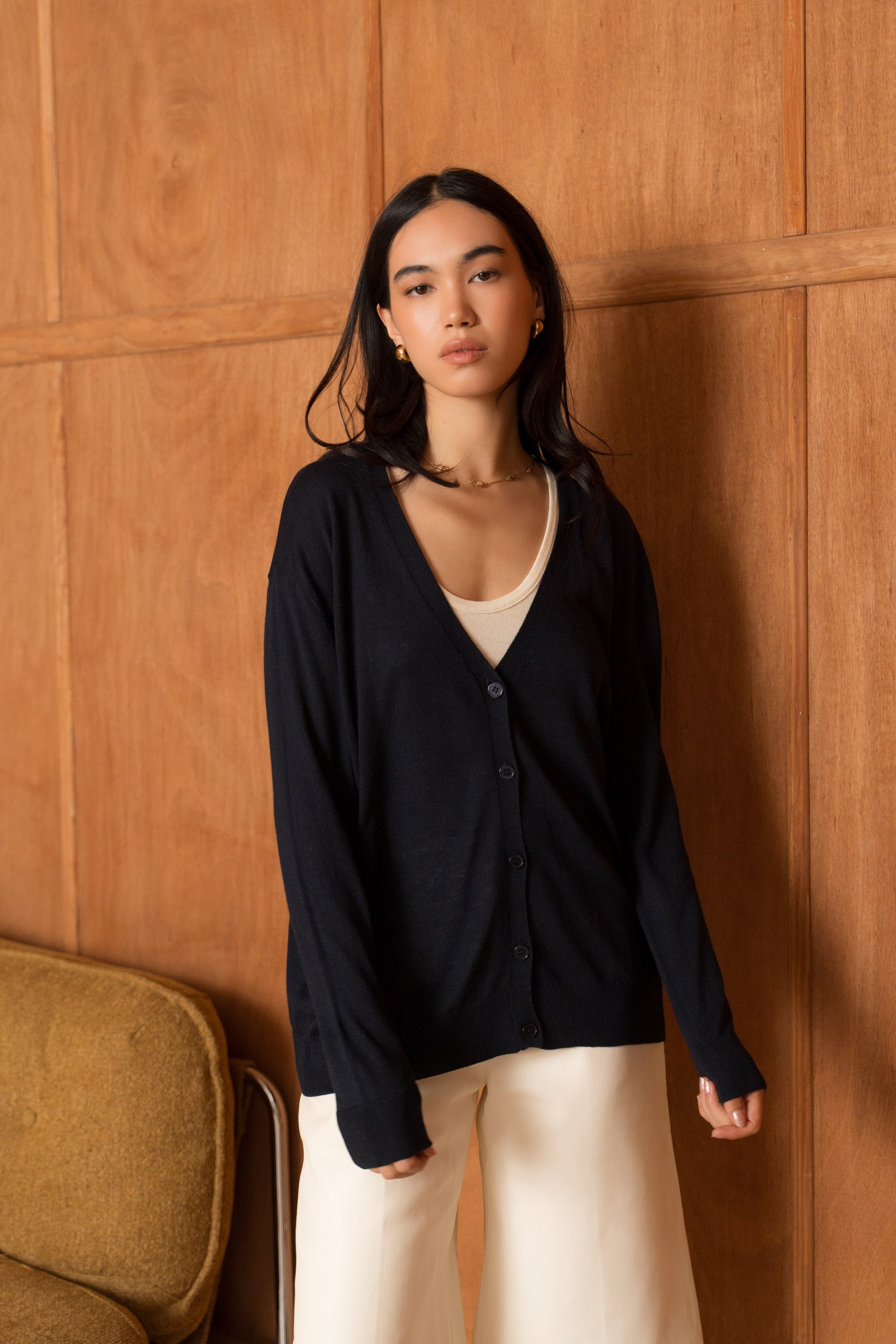 Cardigan soie & cachemire oversize