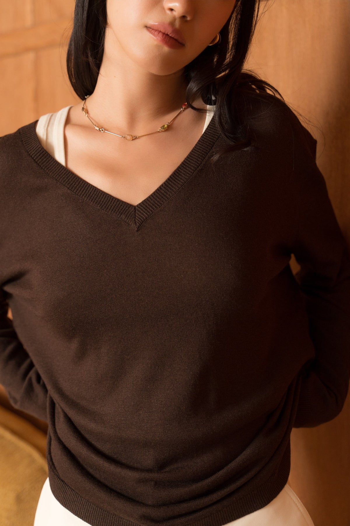 Pull V oversize en soie et cachemire