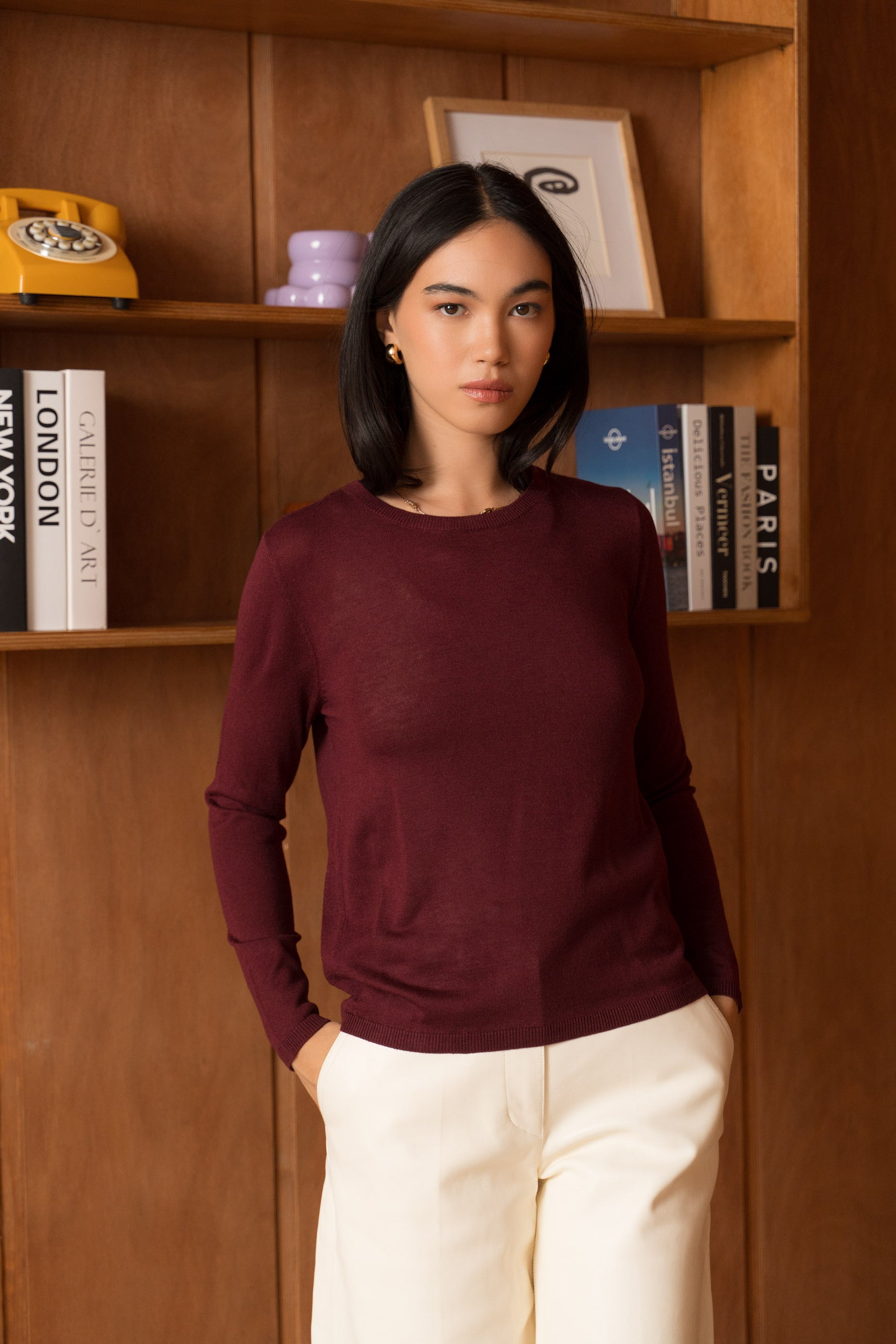 Pull soie & cachemire col rond