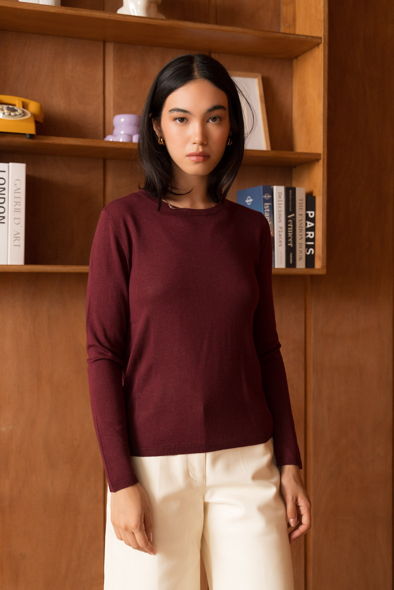 Pull soie & cachemire col rond