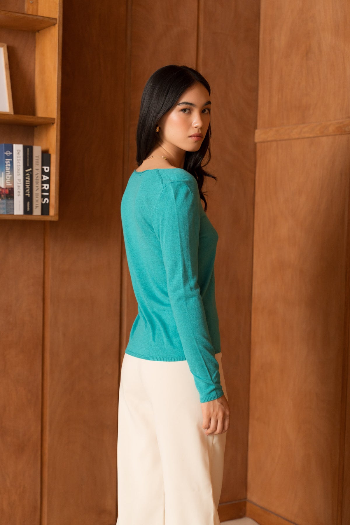 Pull col V en soie & cachemire