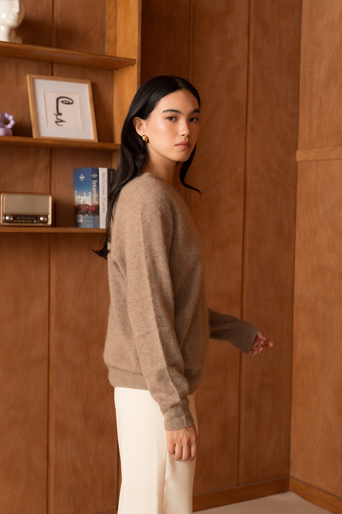 Pull laine & cachemire brossé col rond