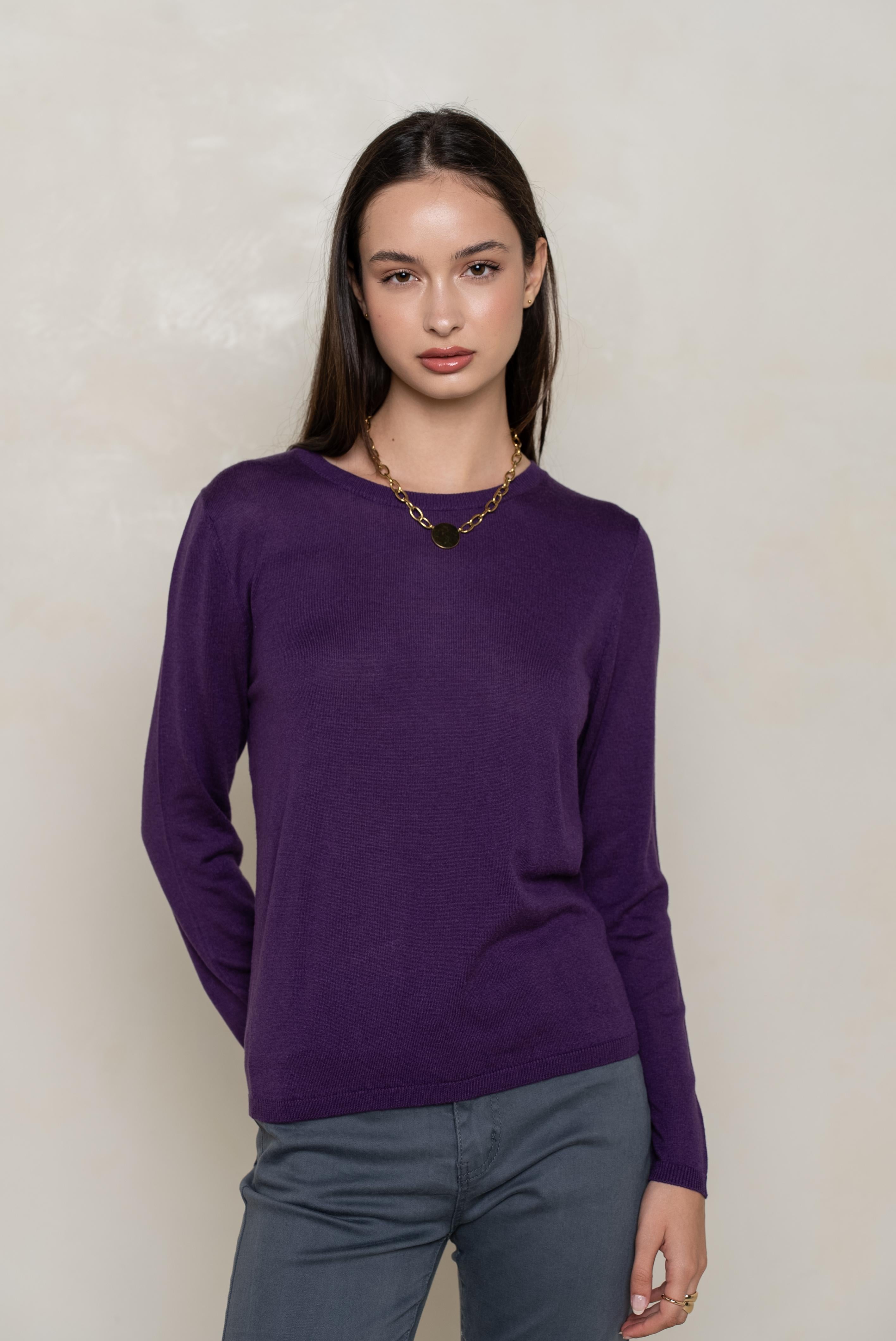 Pull col rond en soie & cachemire