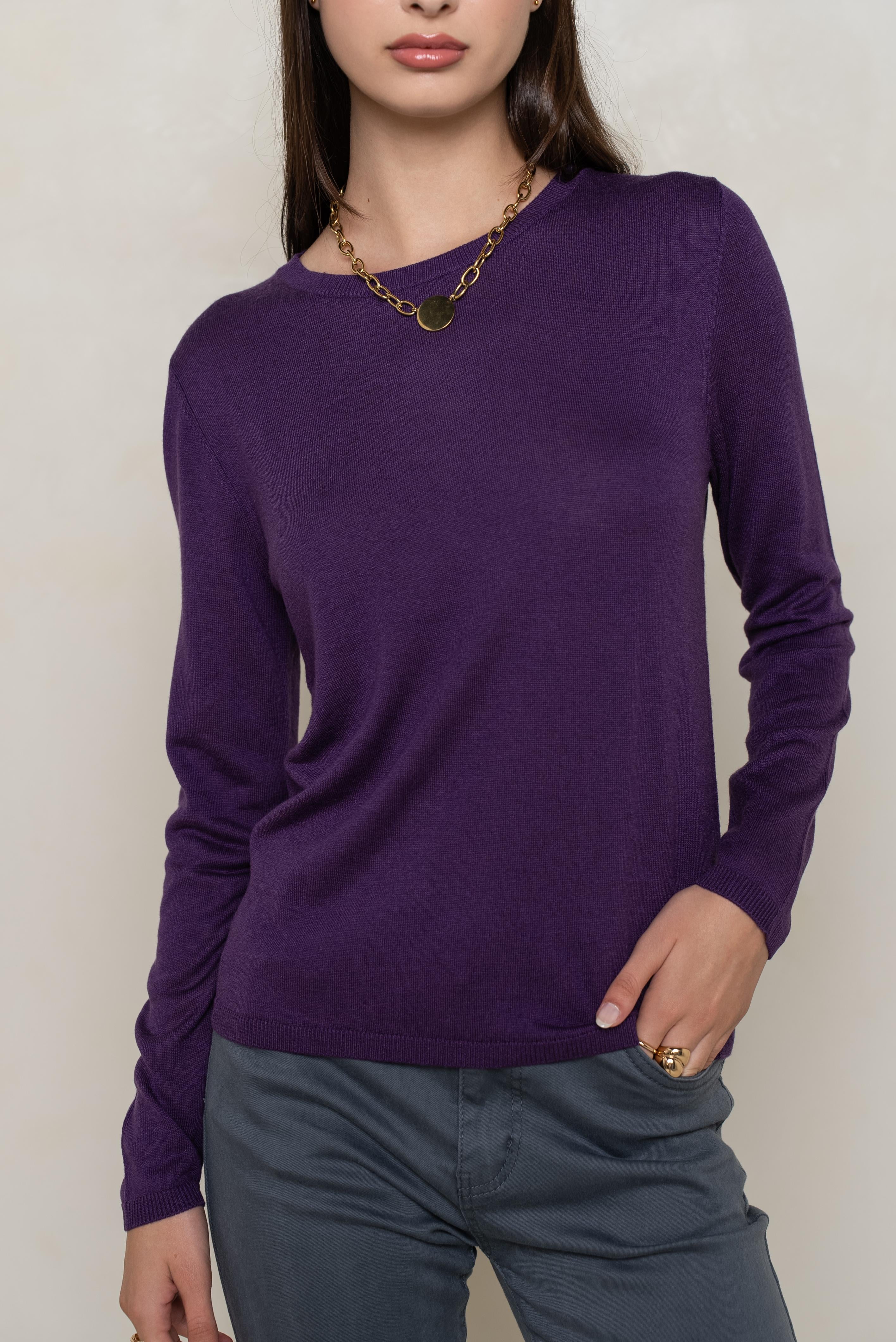 Pull col rond en soie & cachemire