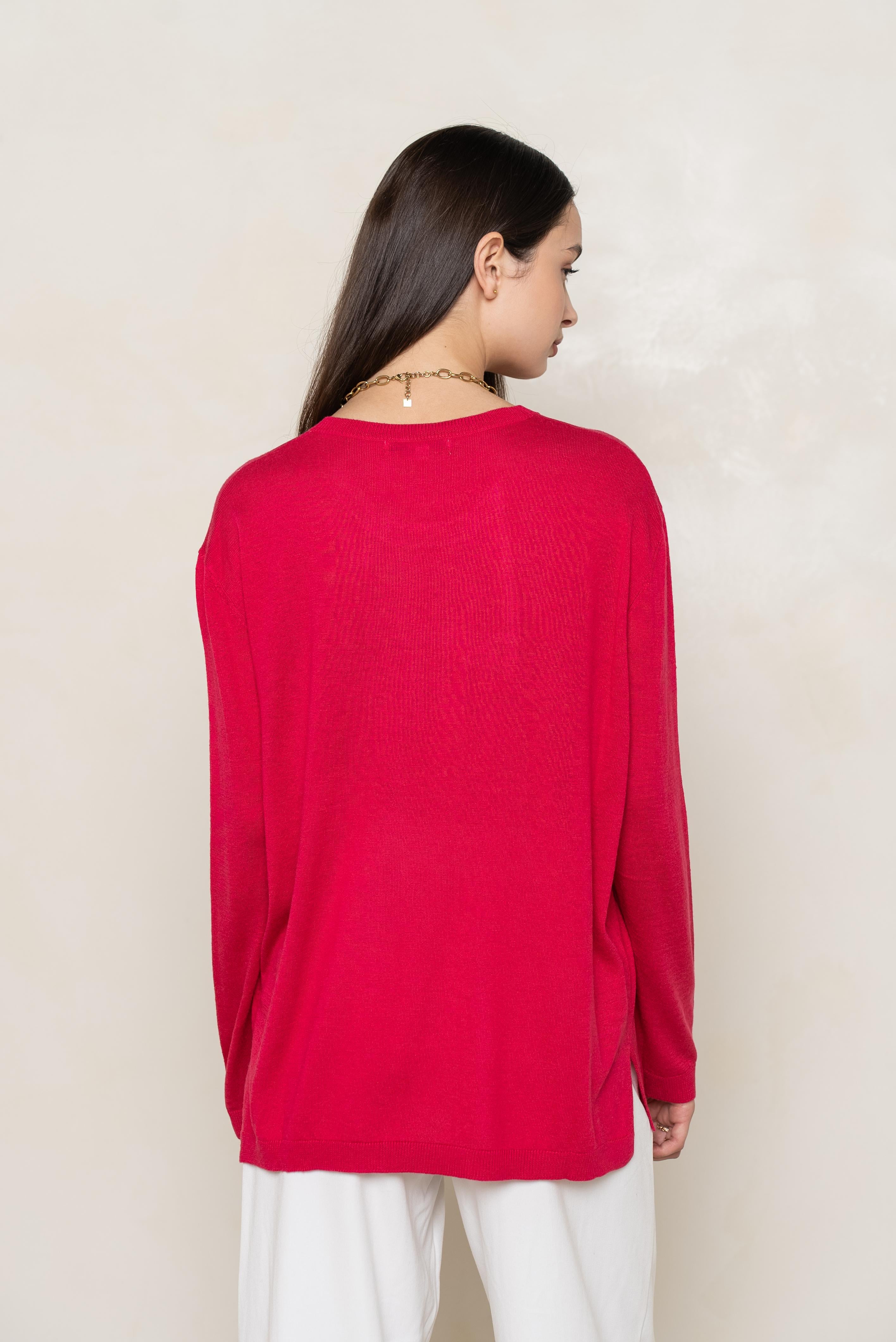 Pull col rond oversize en soie et cachemire