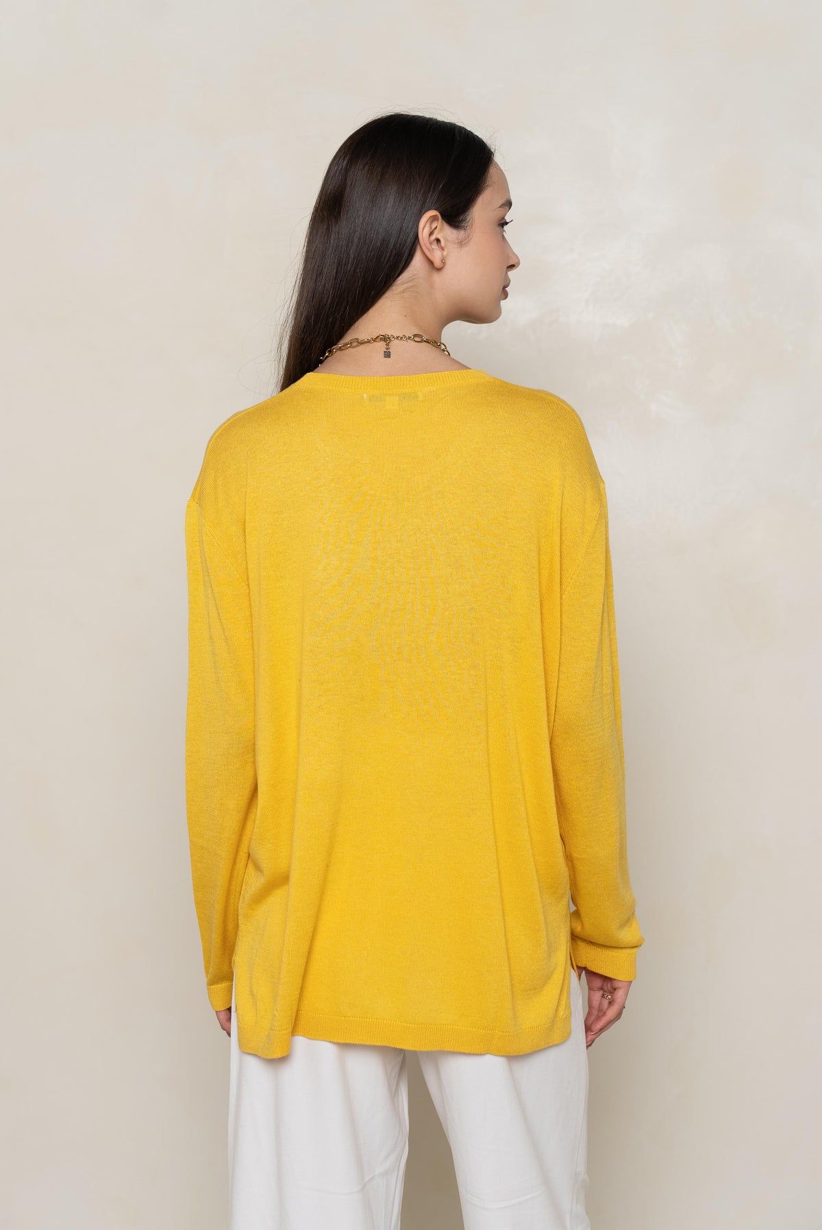 Pull col rond oversize en soie et cachemire