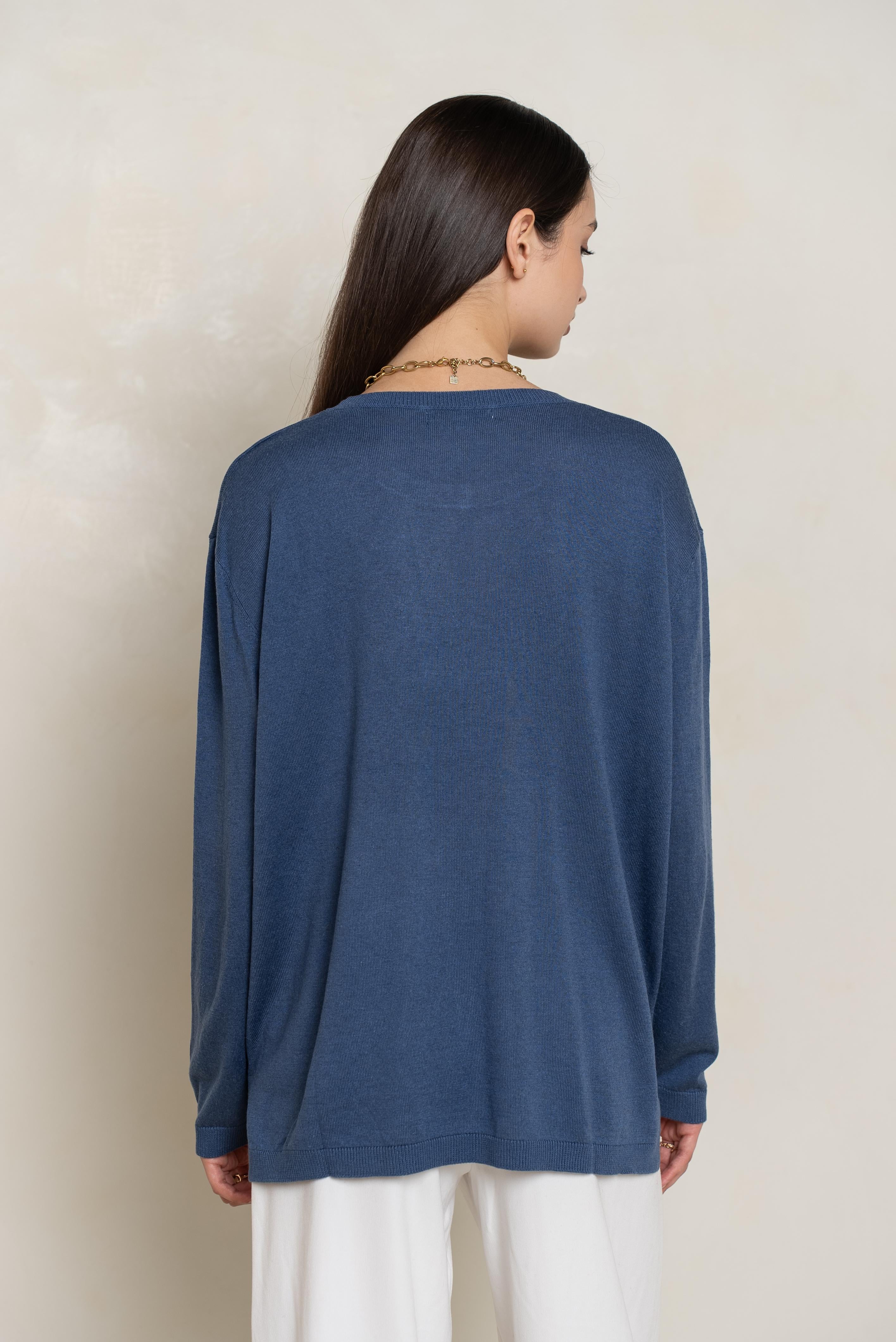 Pull col rond oversize en soie et cachemire