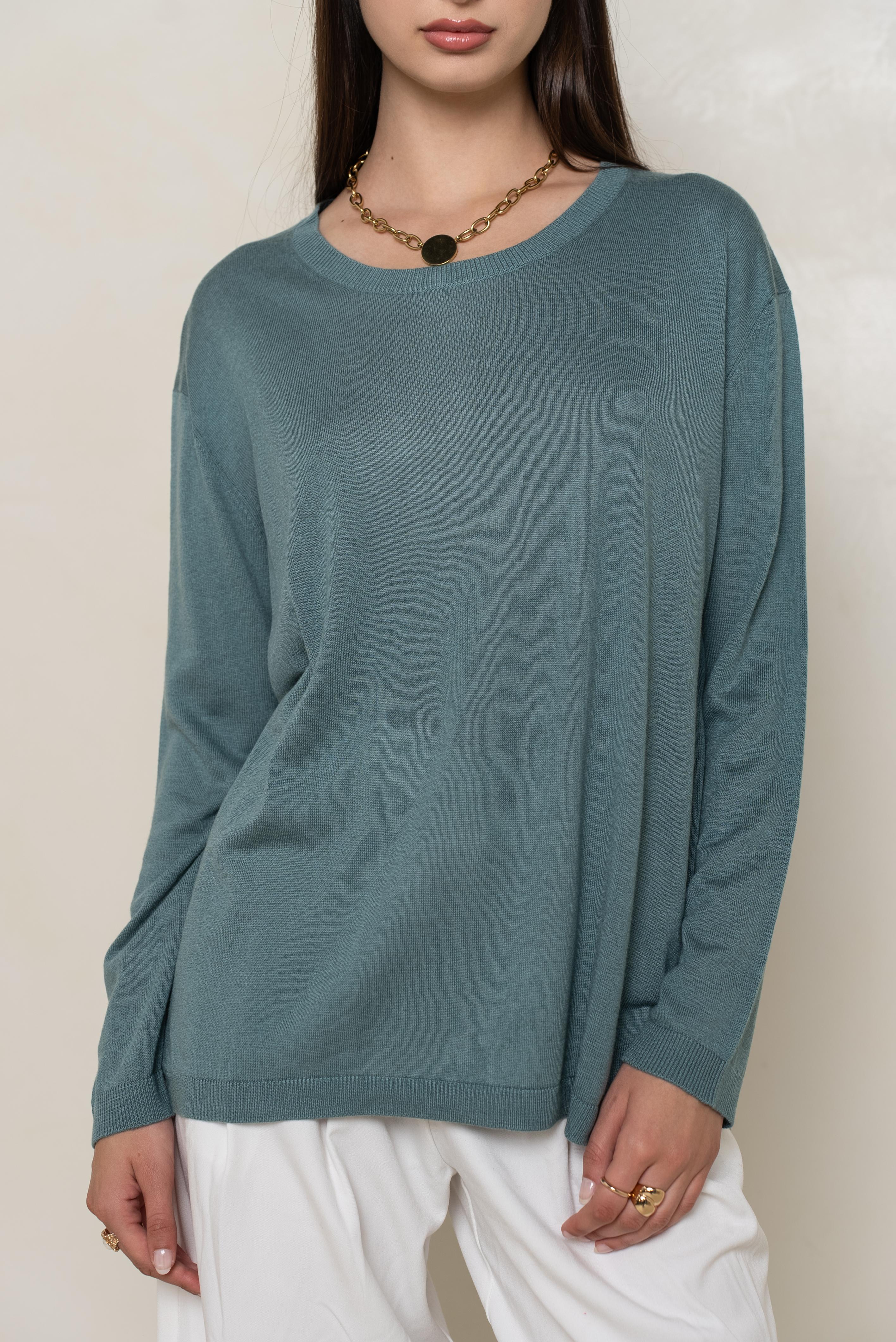 Pull col rond oversize en soie et cachemire