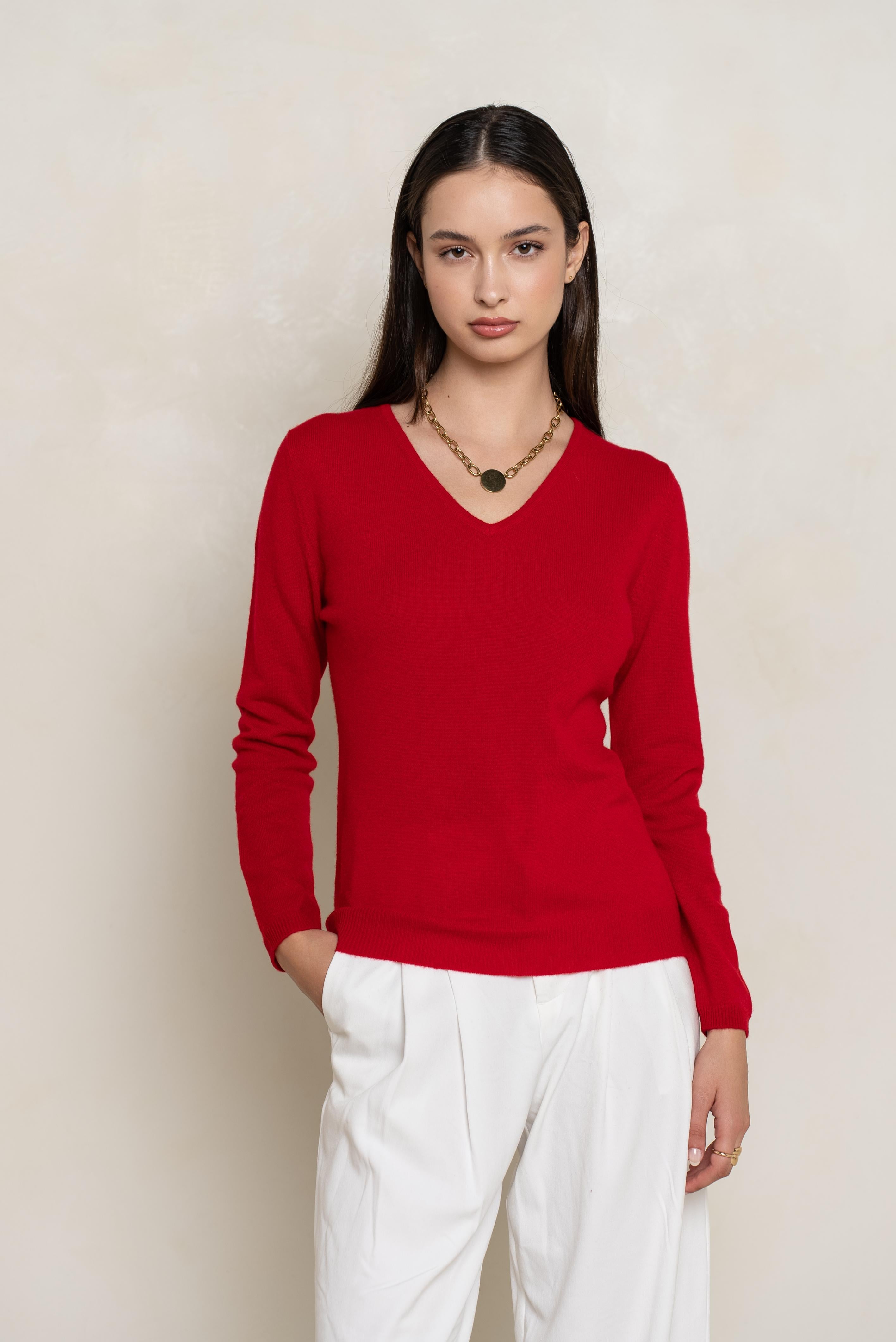 Pull col V en cachemire