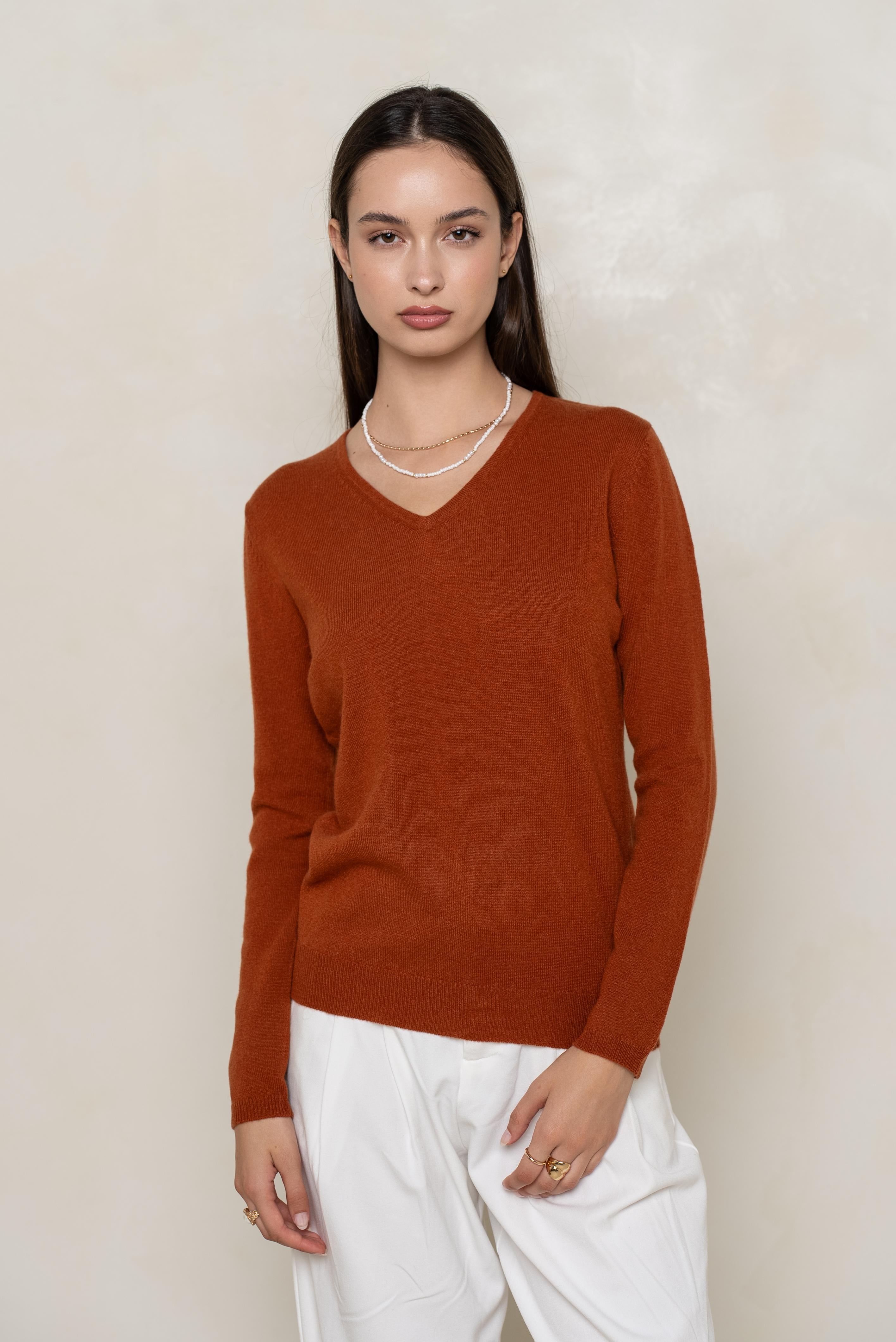 Pull col V en cachemire