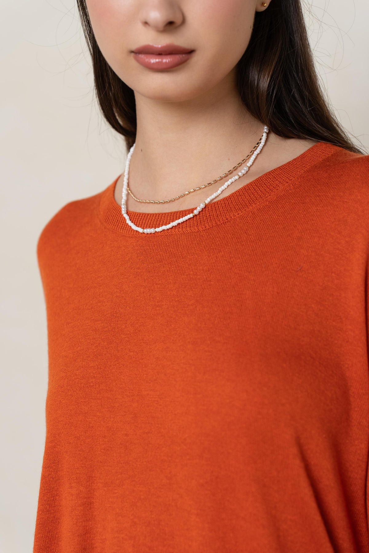 Pull col rond oversize en soie et cachemire