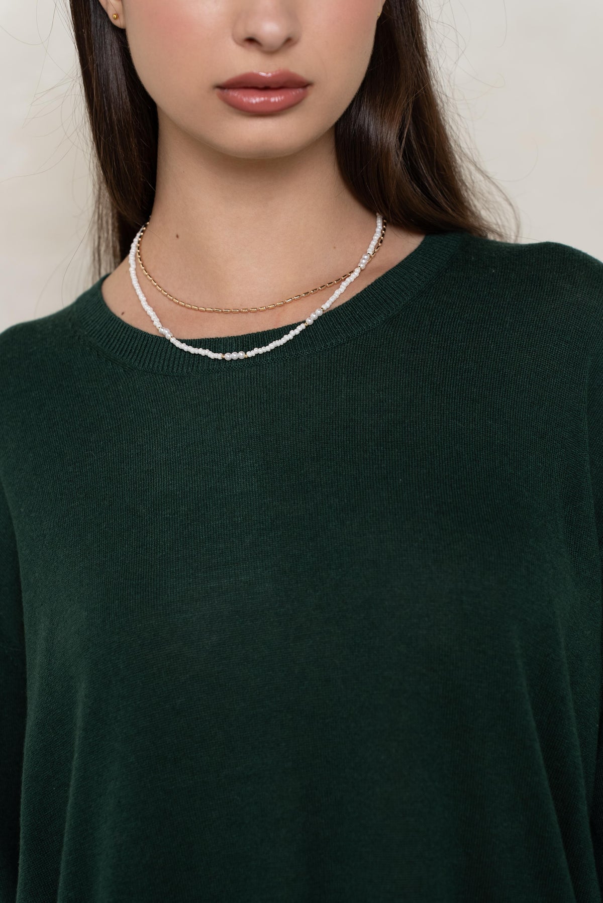 Pull col rond oversize en soie et cachemire