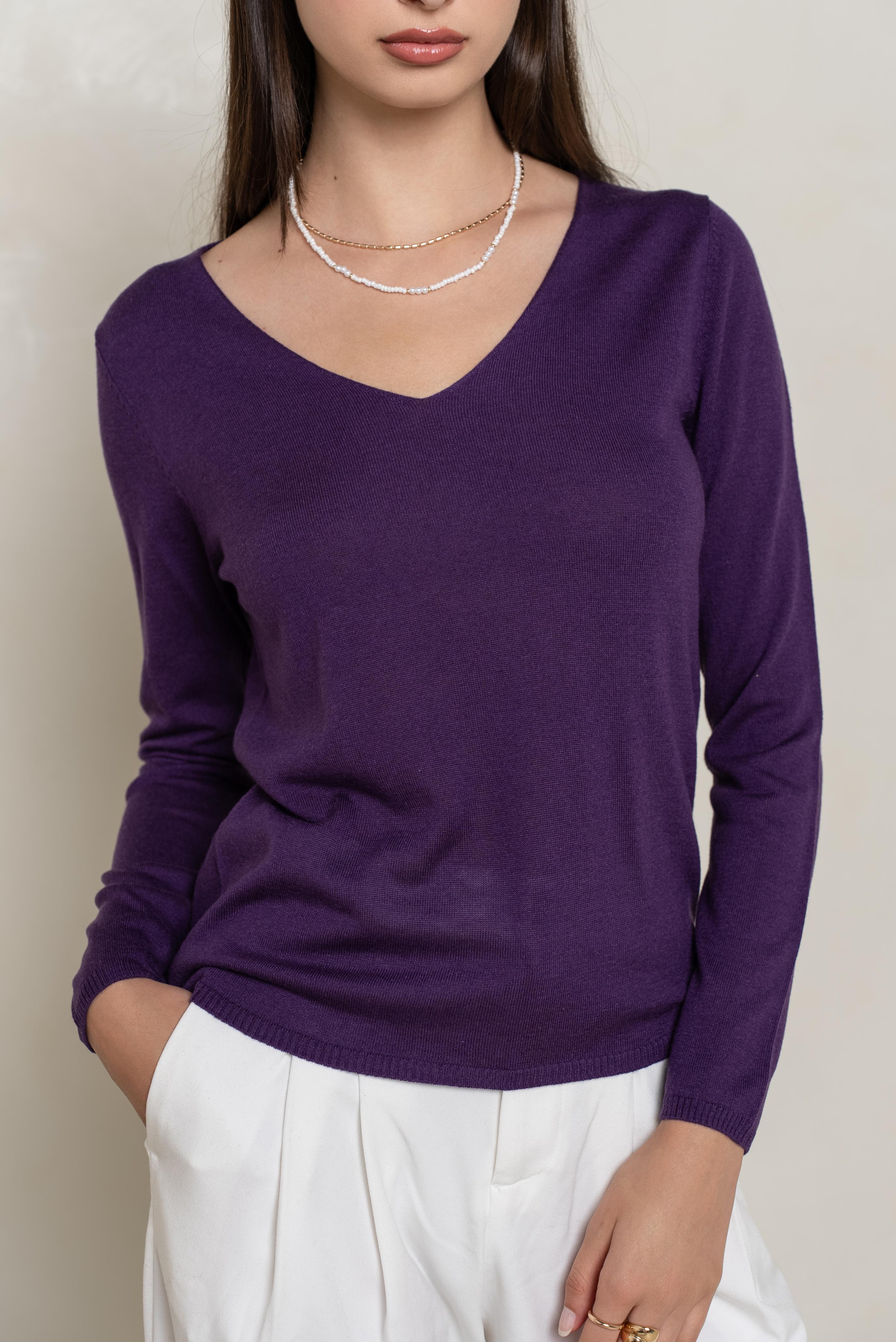 Pull col V en soie cachemire