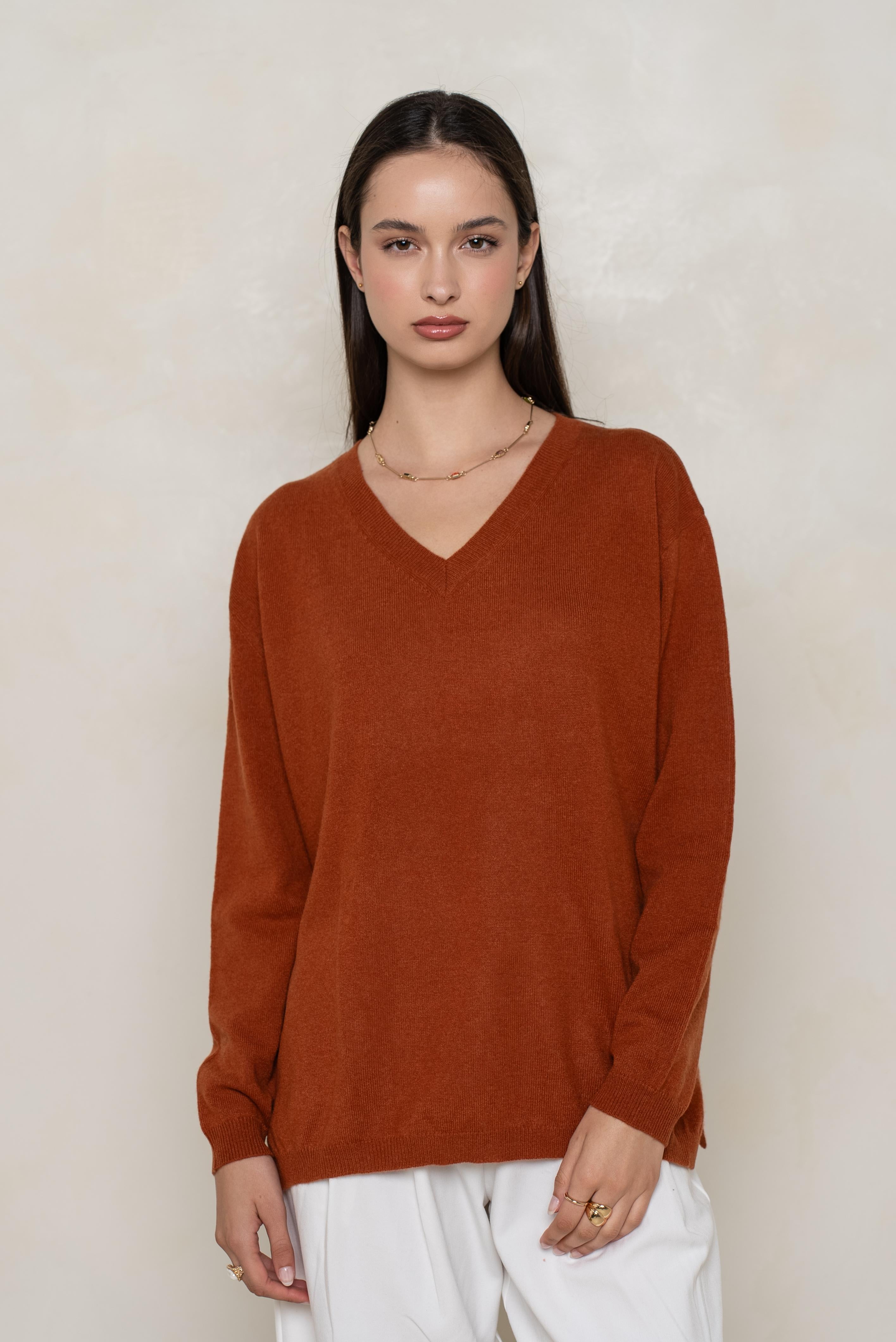 Pull V oversize en cachemire