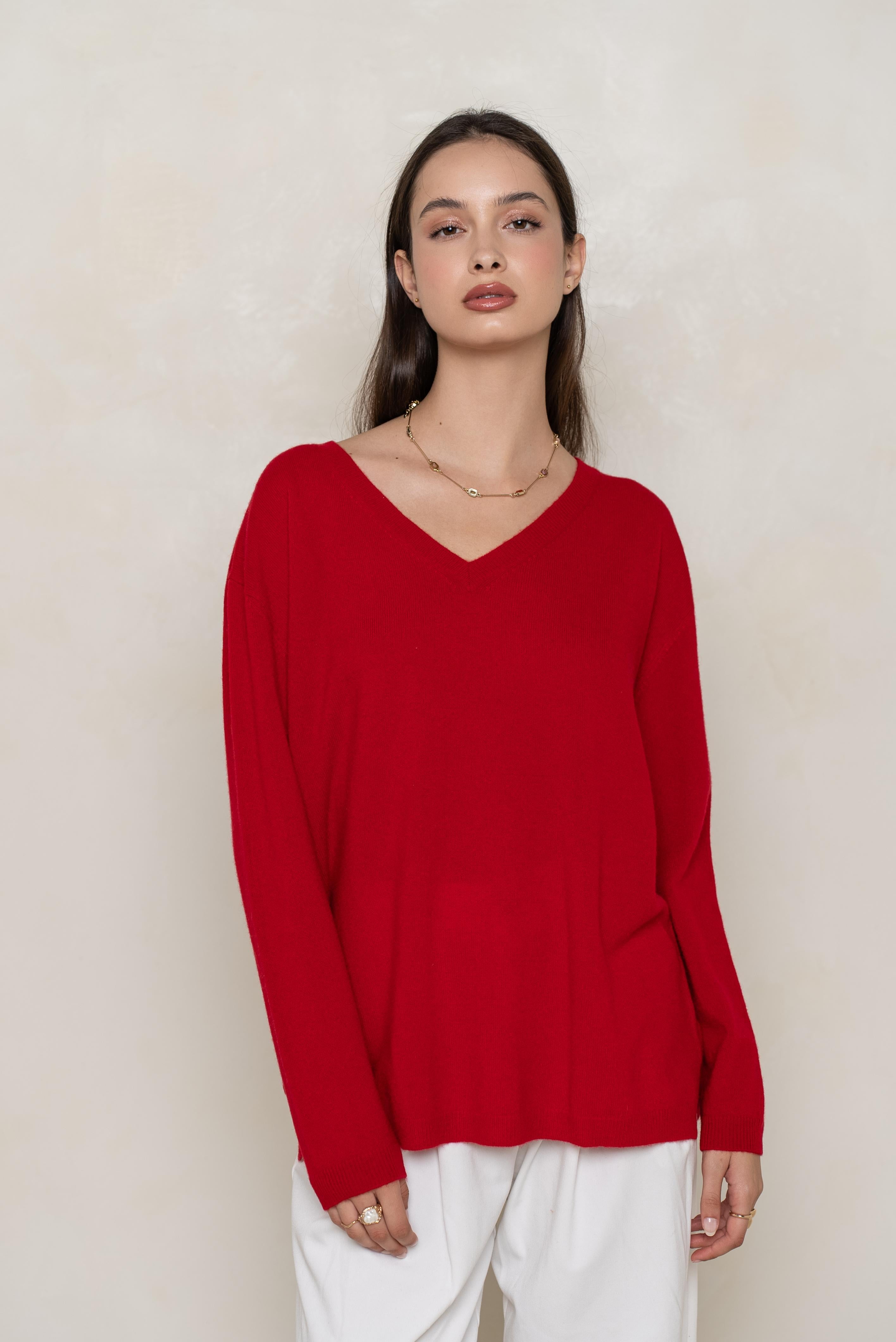 Pull V oversize en cachemire