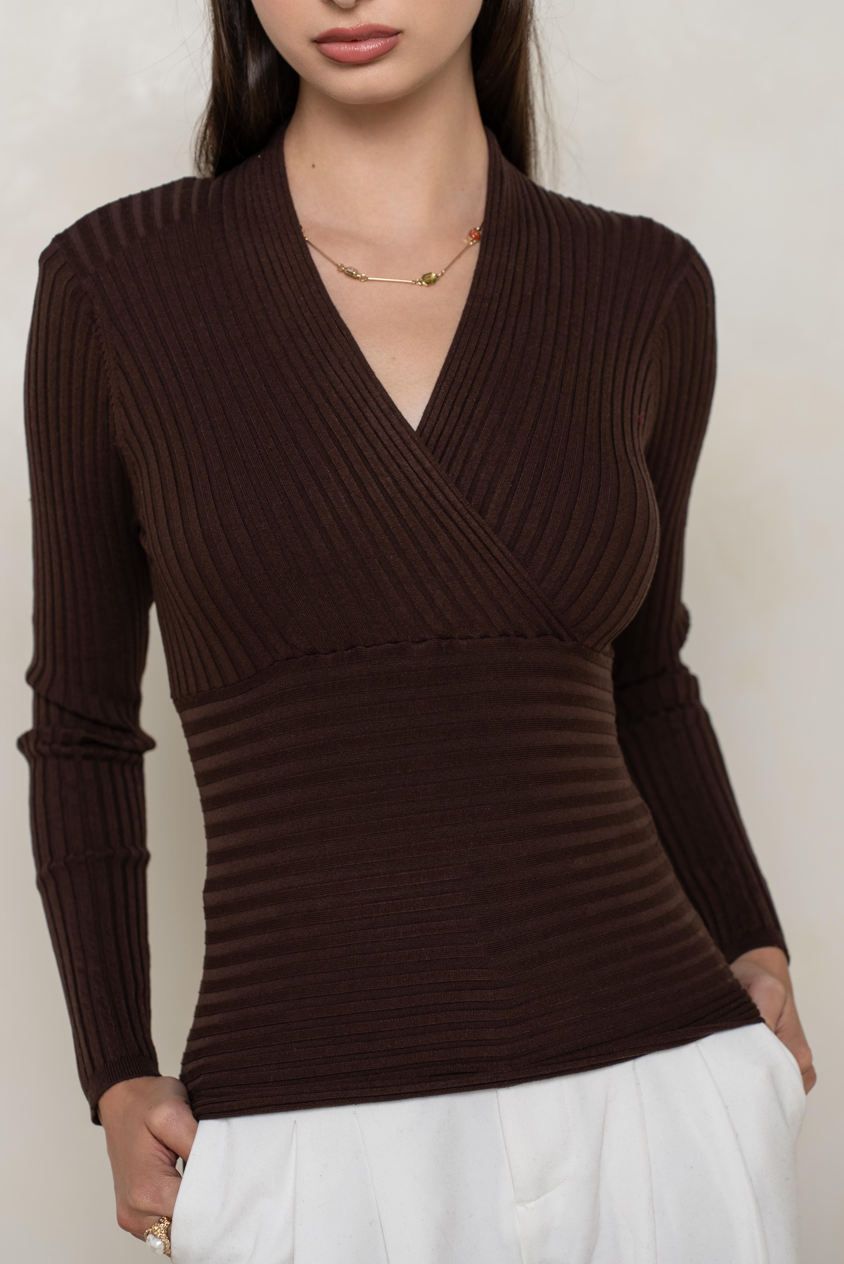 Cache-cœur côtelé en soie