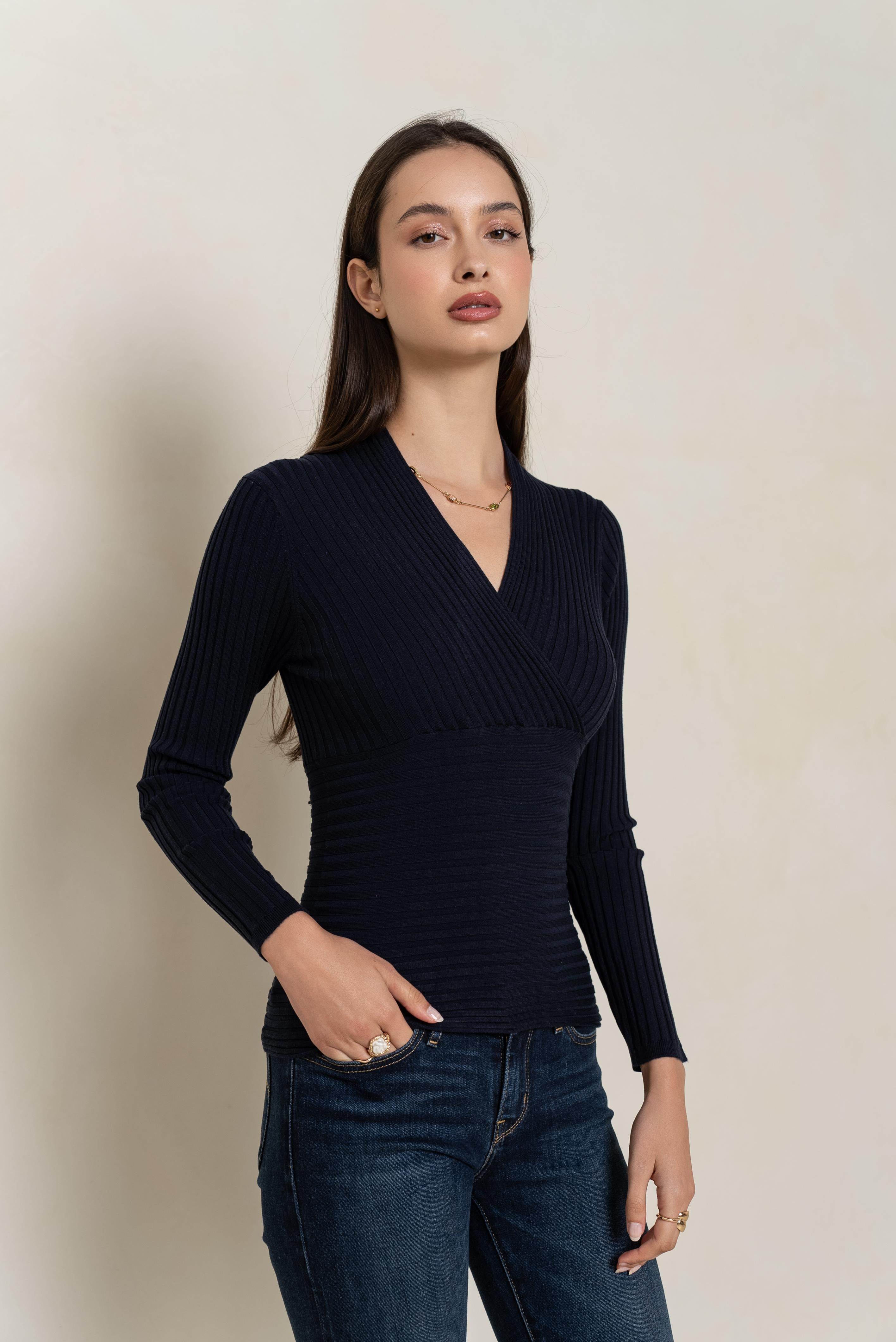 Cache-cœur côtelé en soie