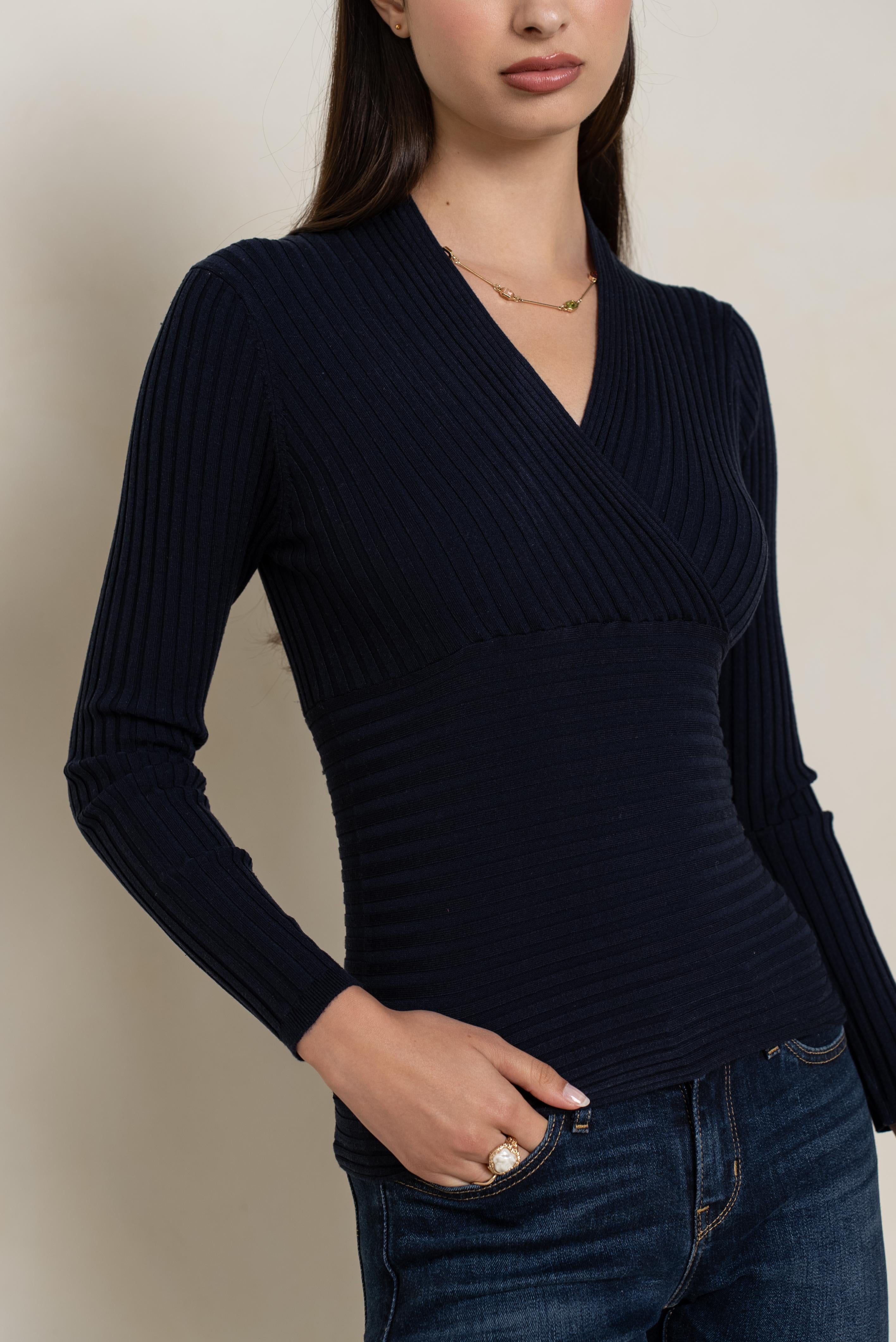 Cache-cœur côtelé en soie