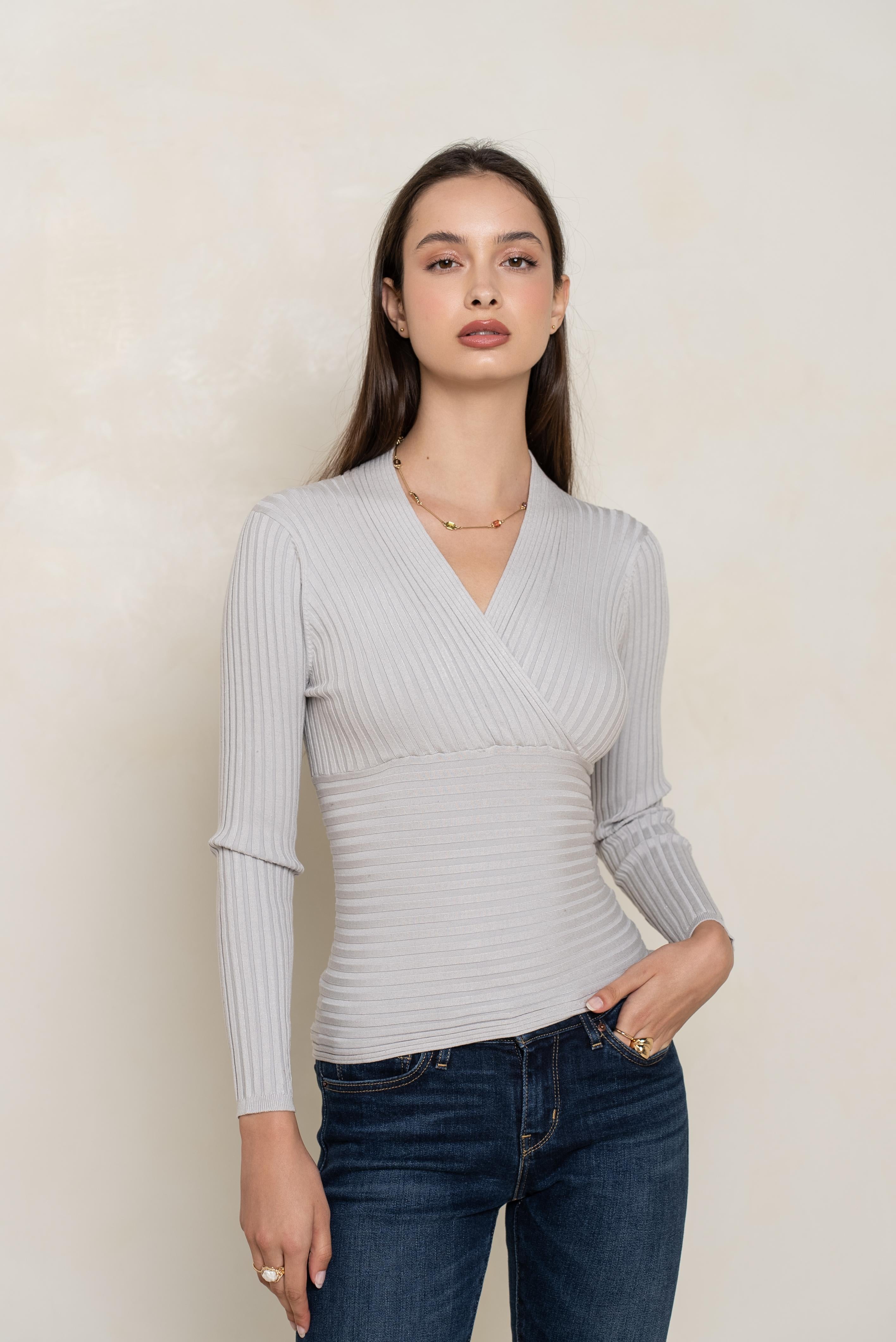 Cache-cœur côtelé en soie