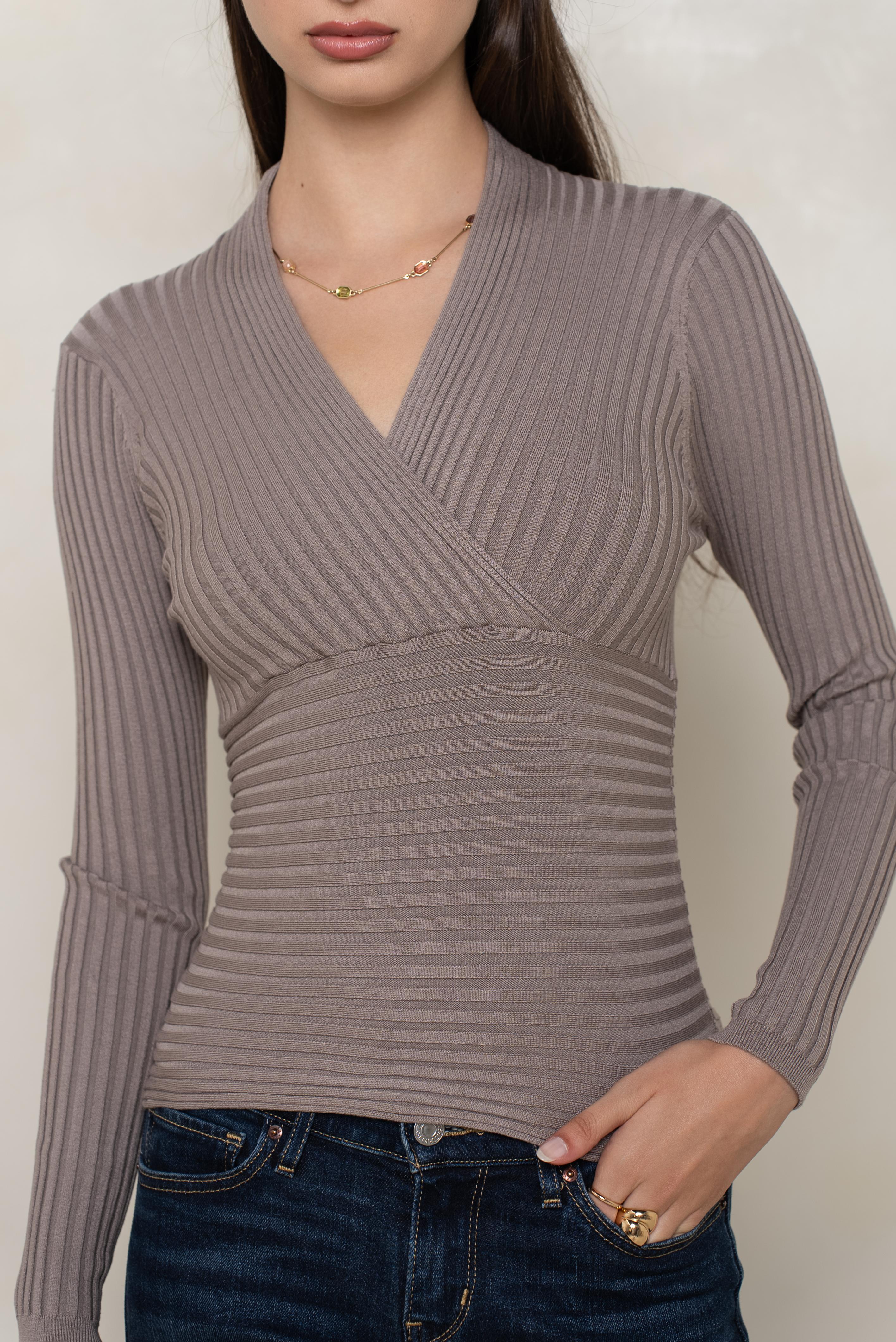 Cache-cœur côtelé en soie