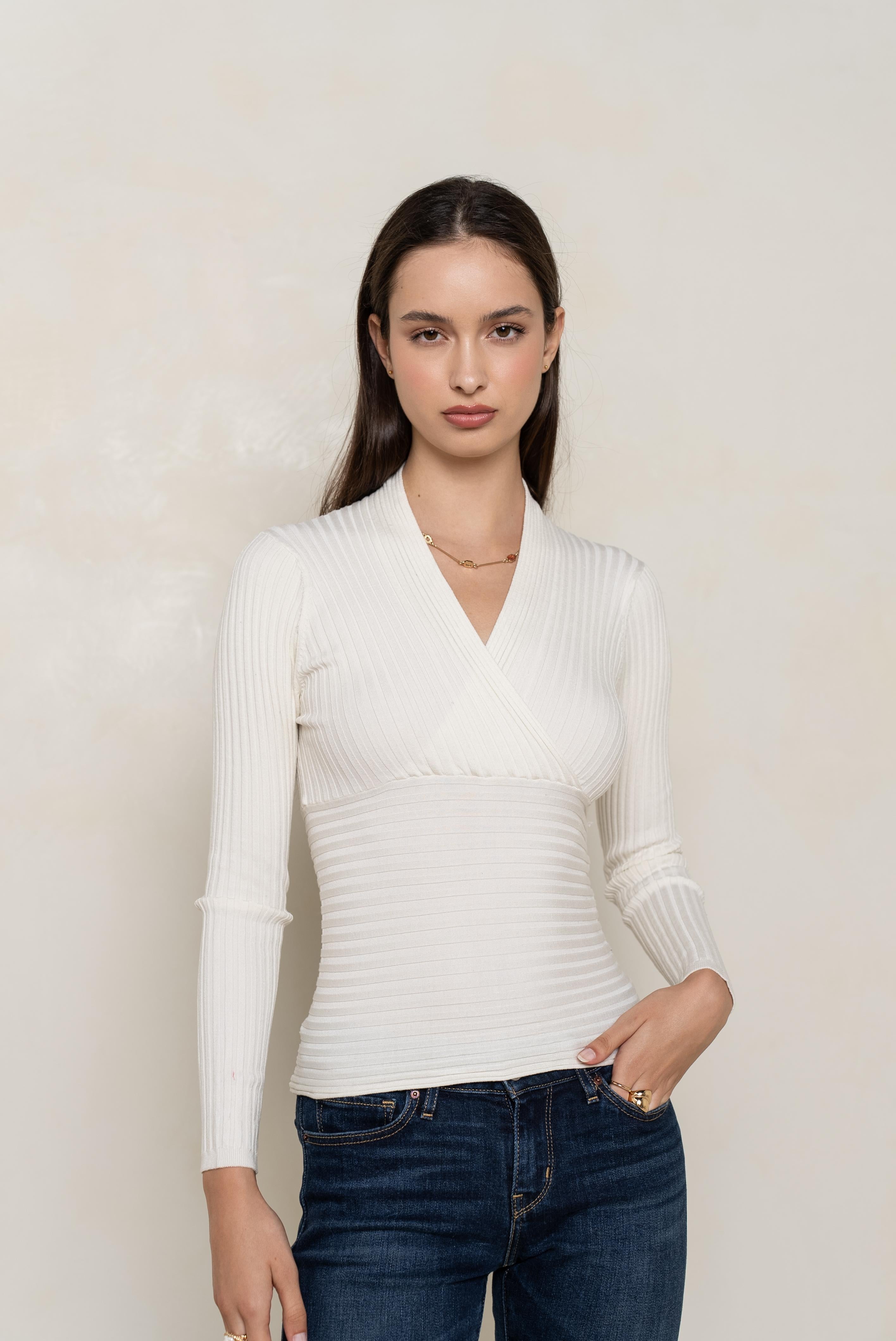 Cache-cœur côtelé en soie