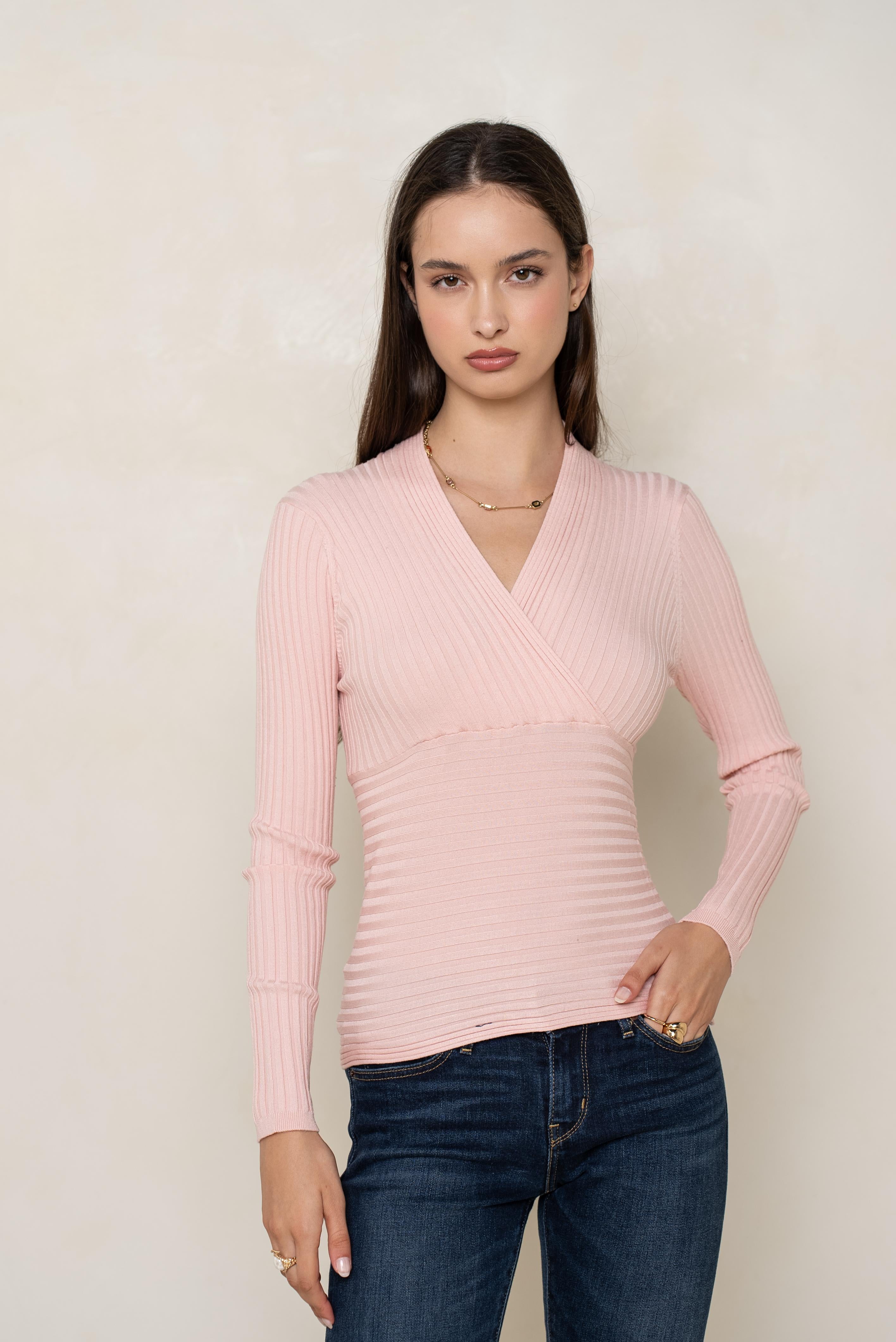 Cache-cœur côtelé en soie