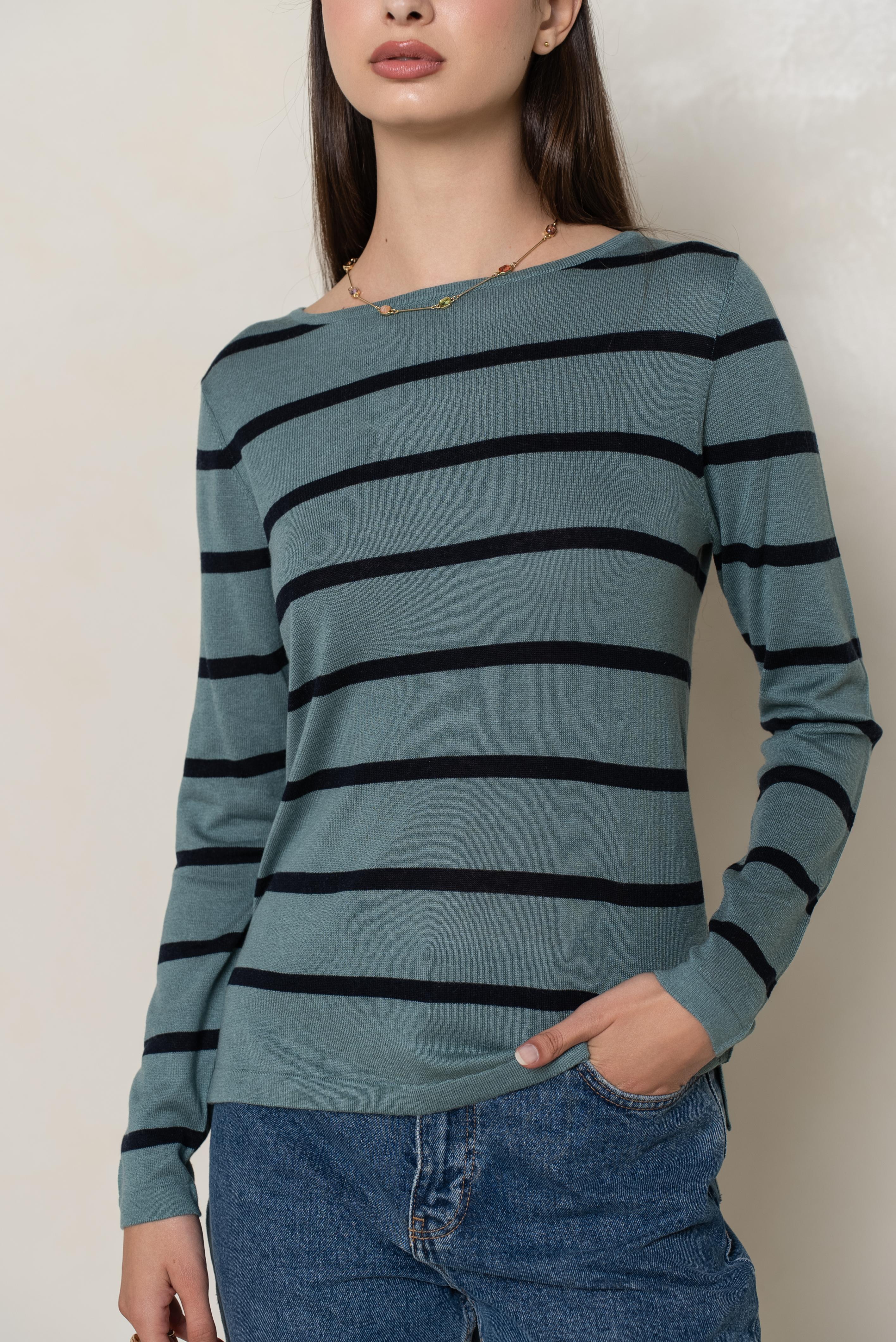Pull marinière en soie et cachemire