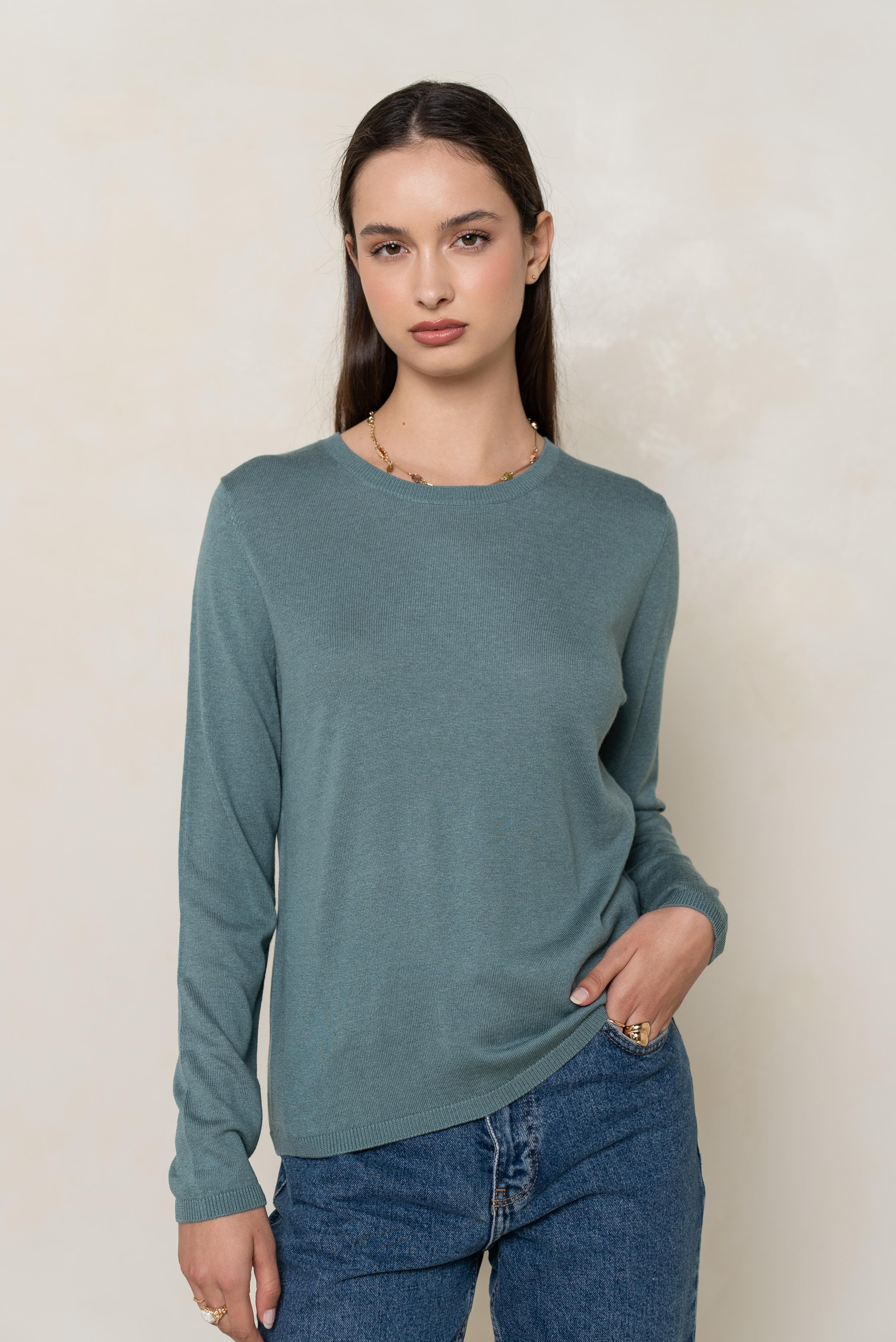 Pull soie & cachemire col rond