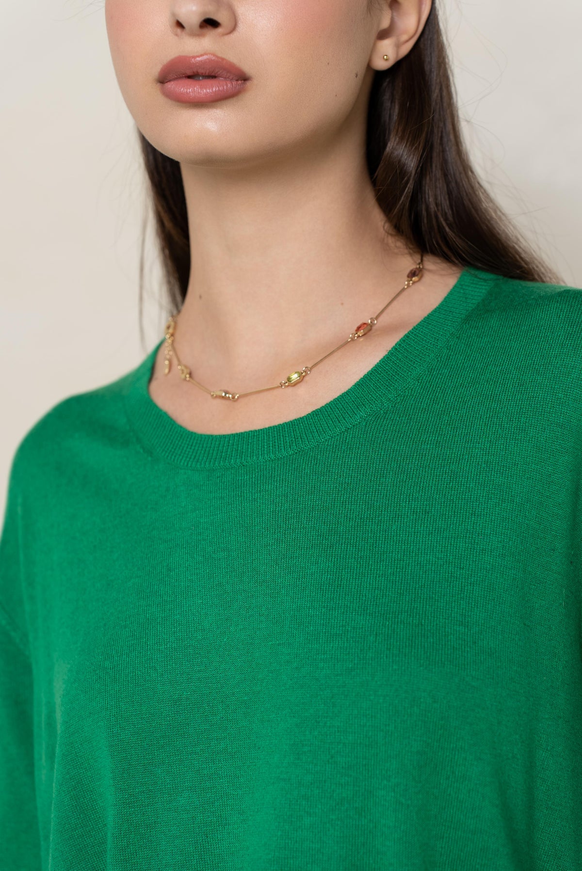 Pull col rond oversize en soie et cachemire
