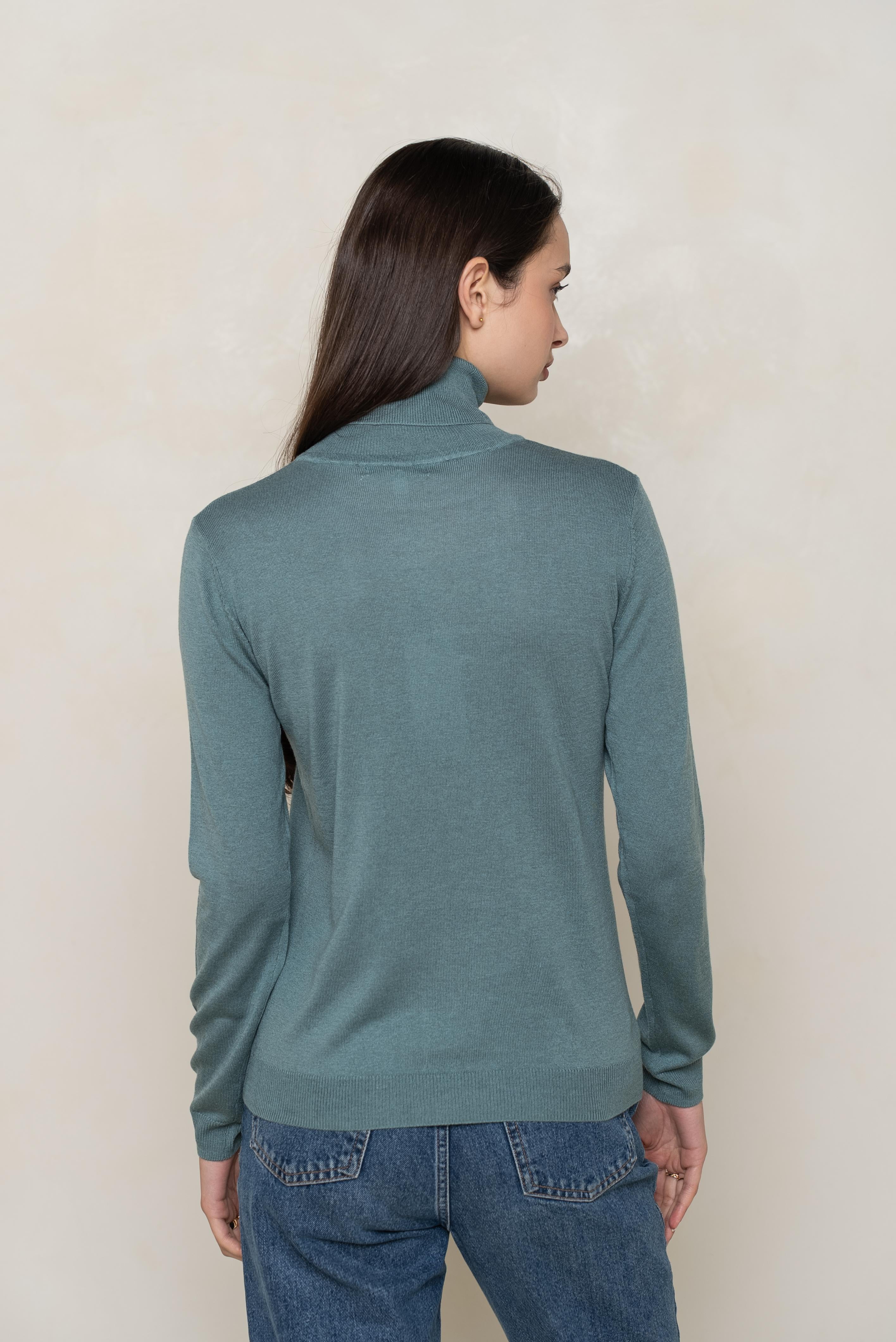 Pull col roulé en soie et cachemire