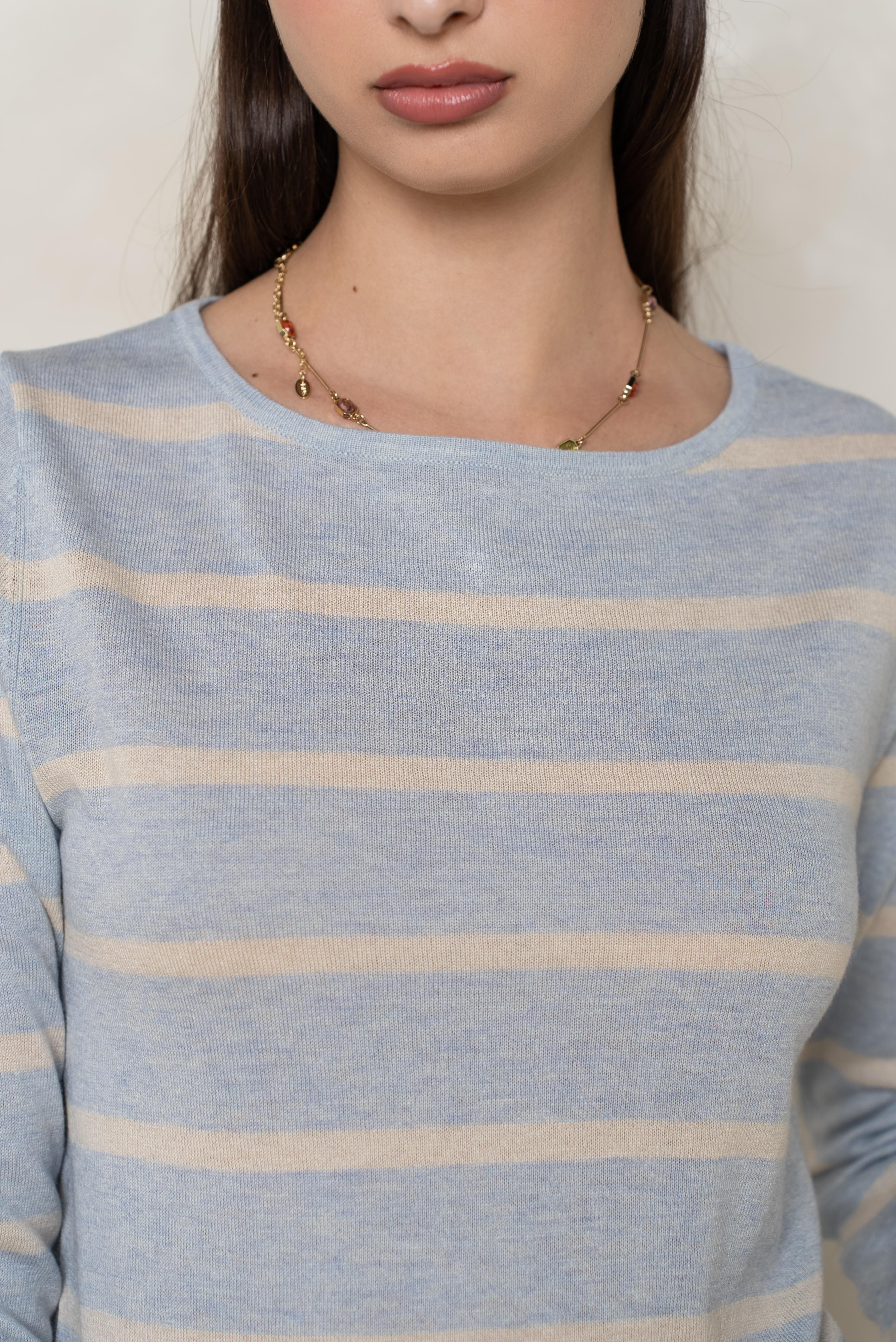 Pull marinière en soie et cachemire