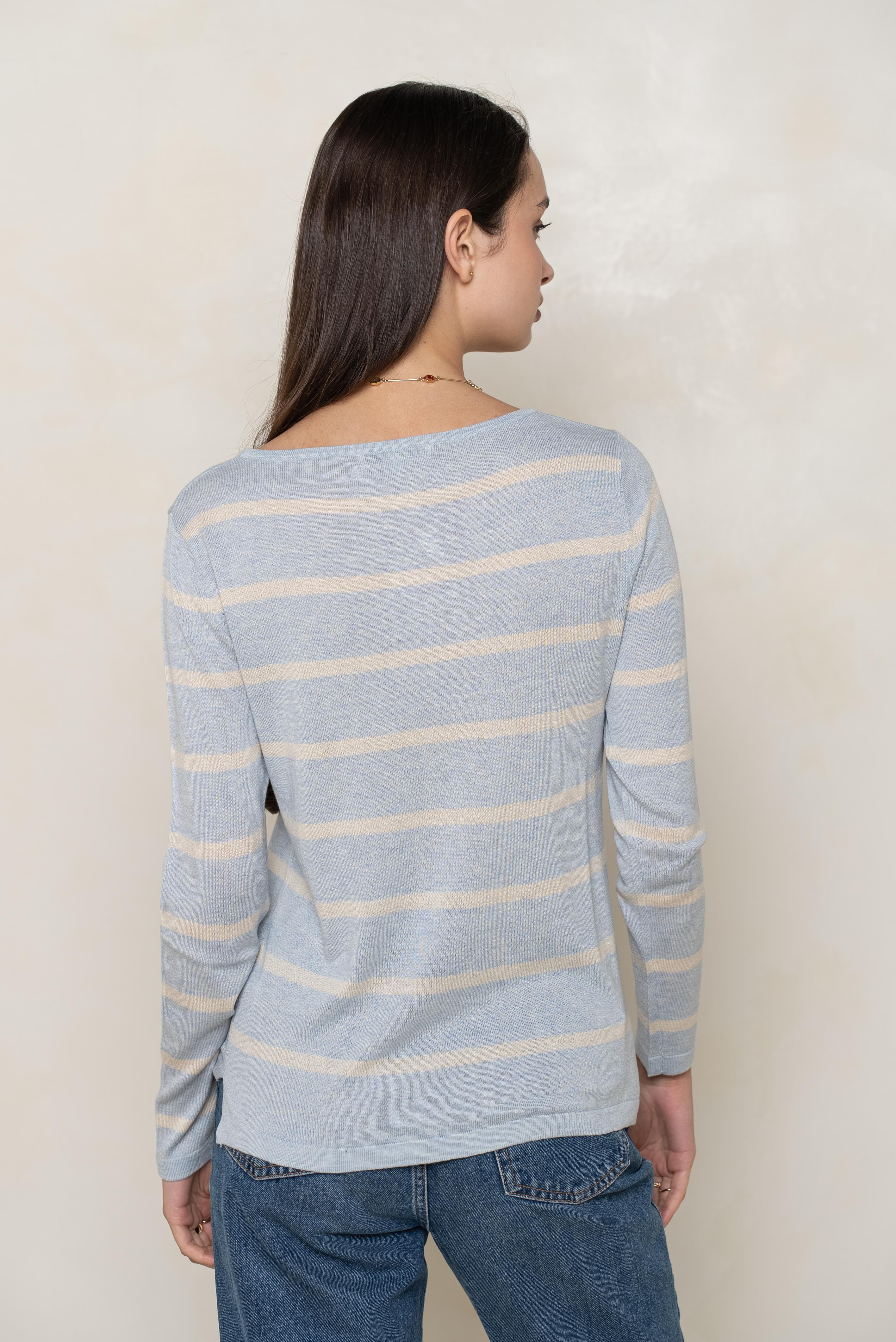 Pull marinière en soie et cachemire