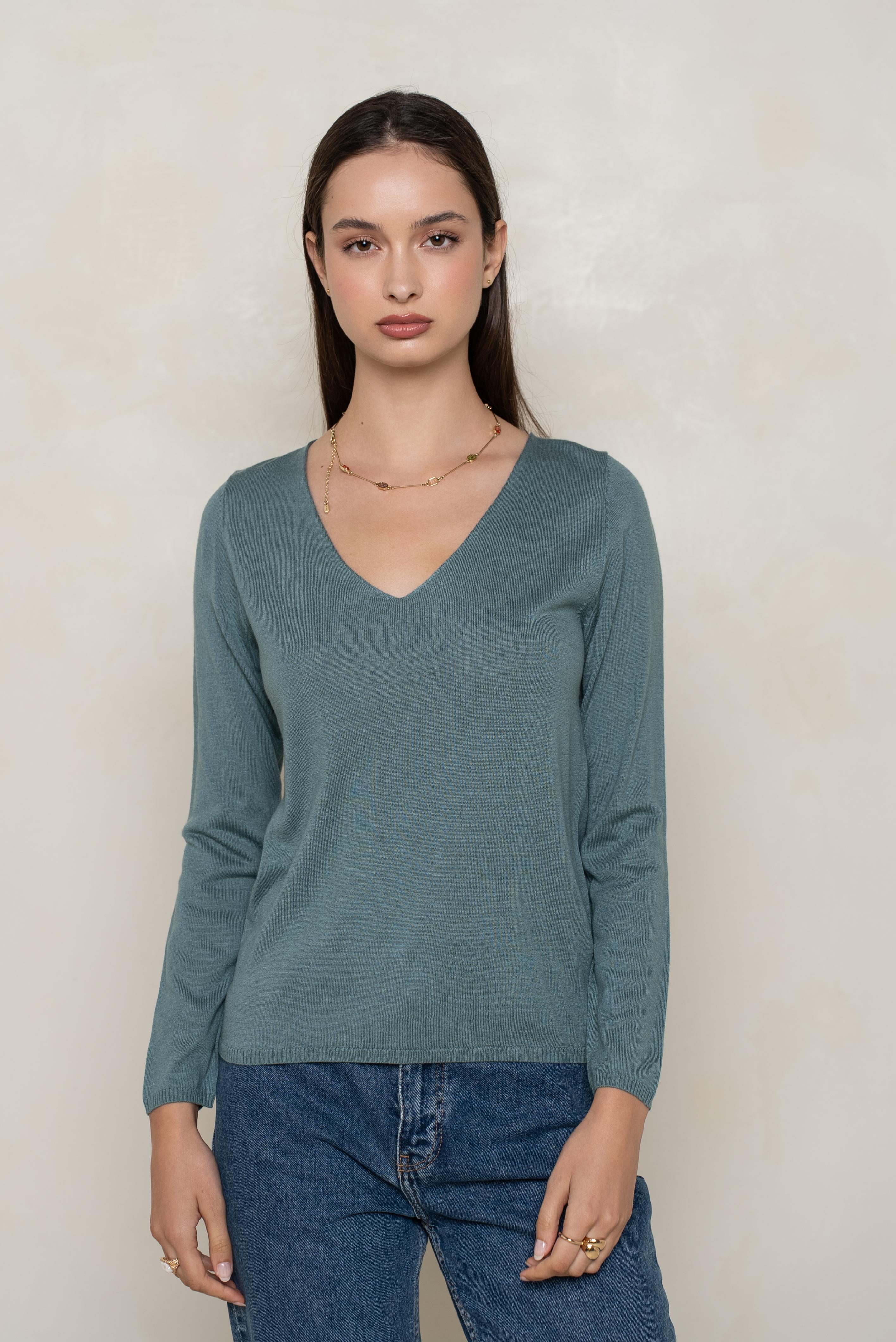 Pull col V en soie cachemire