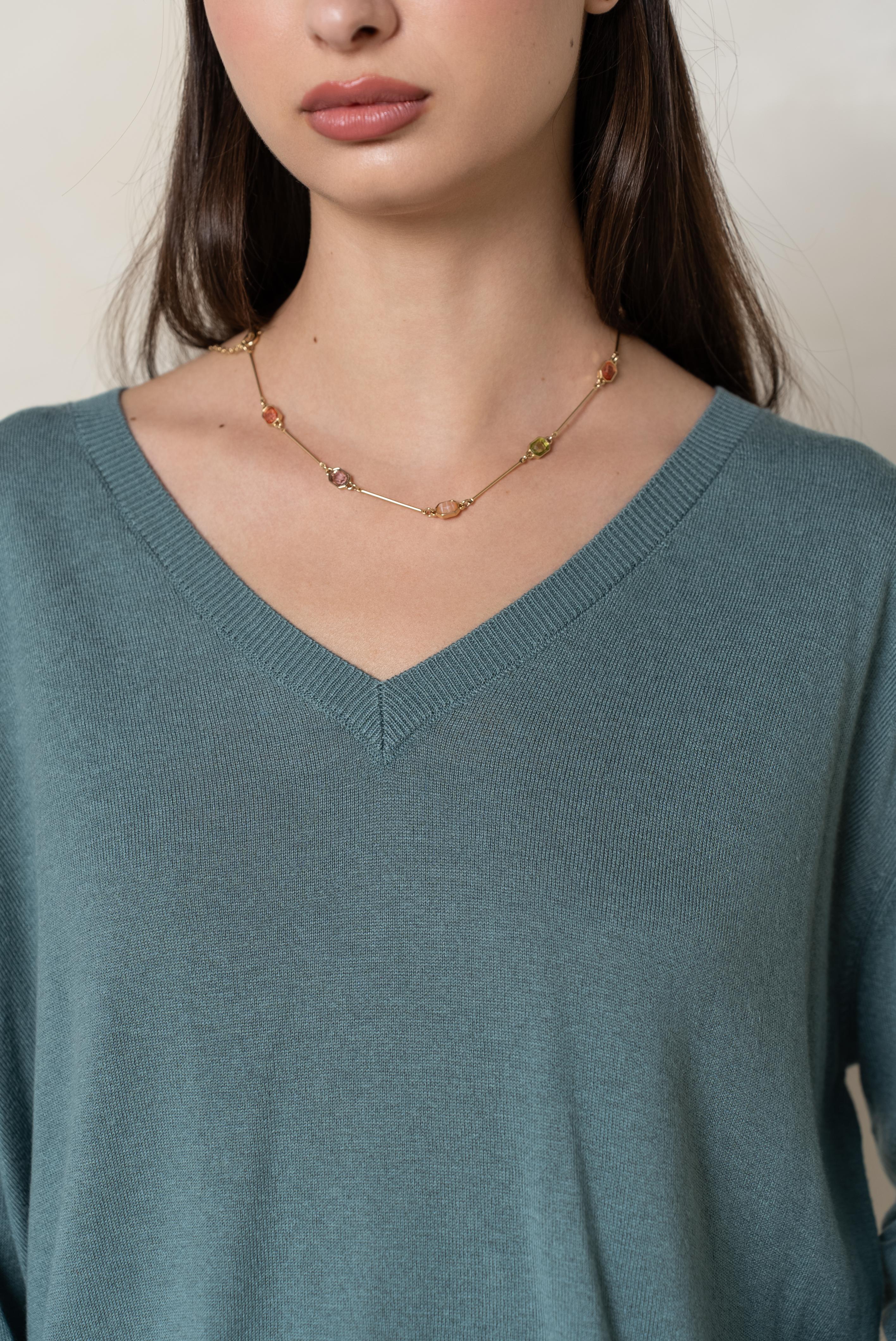 Pull V oversize en soie et cachemire