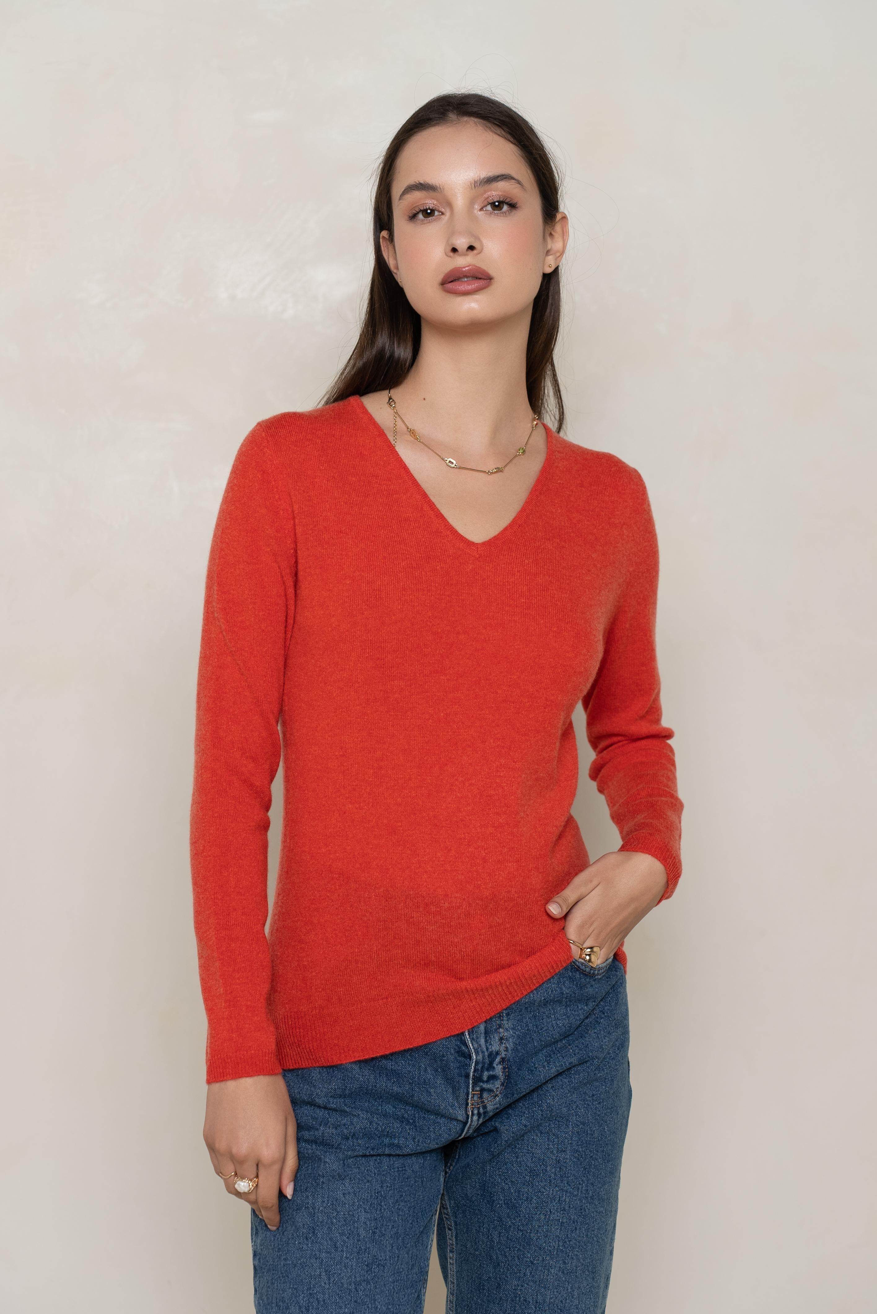 Pull col V en cachemire